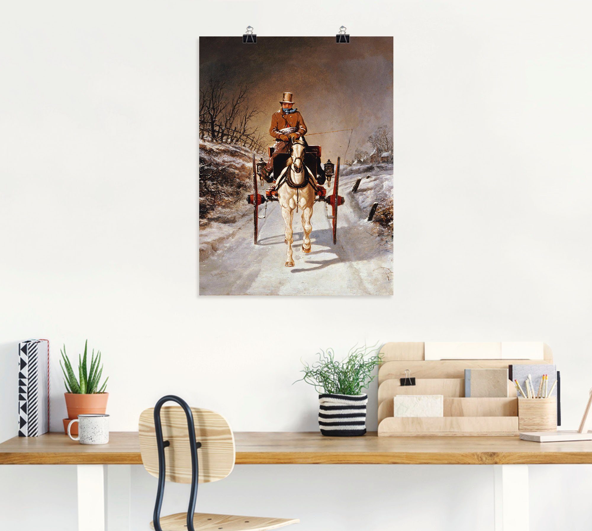 Größen Kutschfahrt. Wandaufkleber Leinwandbild, versch. Kutschen St), (1 Artland Poster Winterliche in oder 1862, als Wandbild