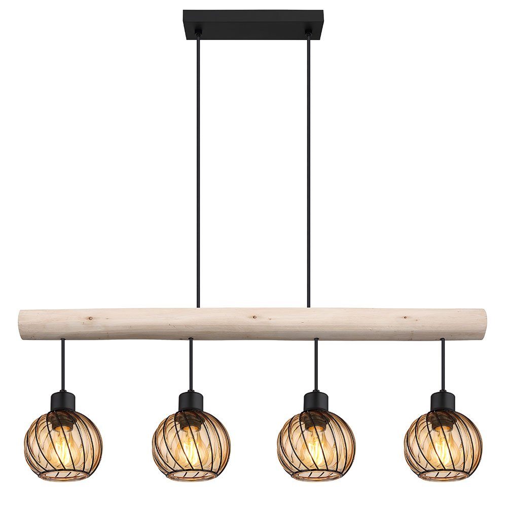 GLOBO LIGHTING Hängeleuchte, Leuchtmittel nicht inklusive, Hängeleuchte Holzbalken Esszimmerleuchte Höhenverstellbar