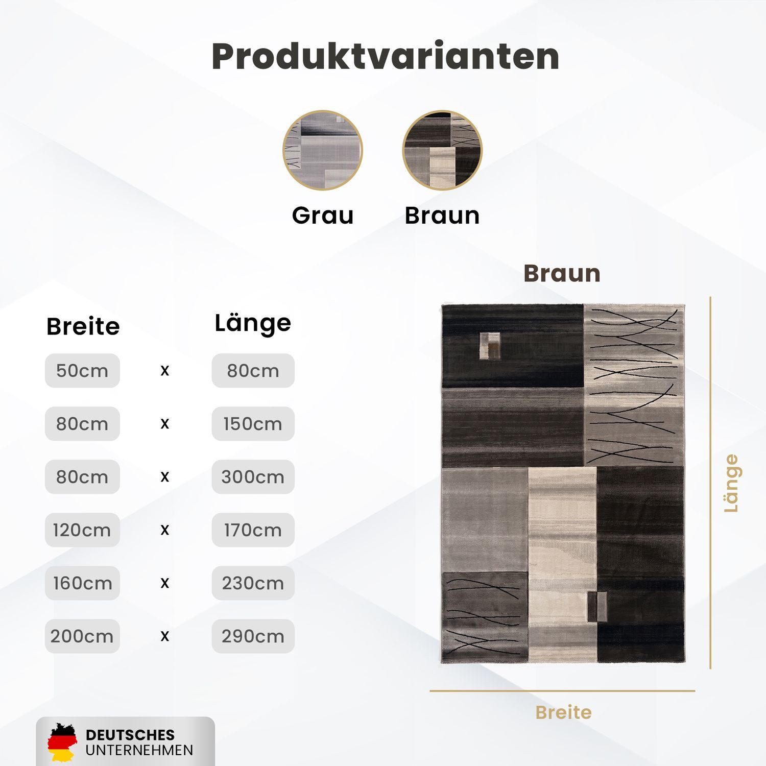 Vimoda Teppich Wohnzimmer Designer Teppich Grau Kachel Motiv, Rechteckig, Höhe: 12 mm, Teppich dicht mit Farbverlauf und Konturenschnitt – Bild 4 von 5