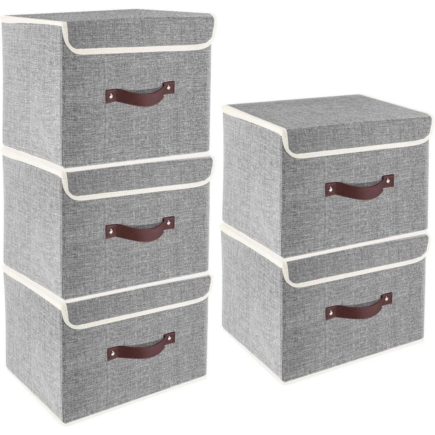 LuxusKollektion Faltbox Aufbewahrungsbox mit Deckel 5er-Set Grau