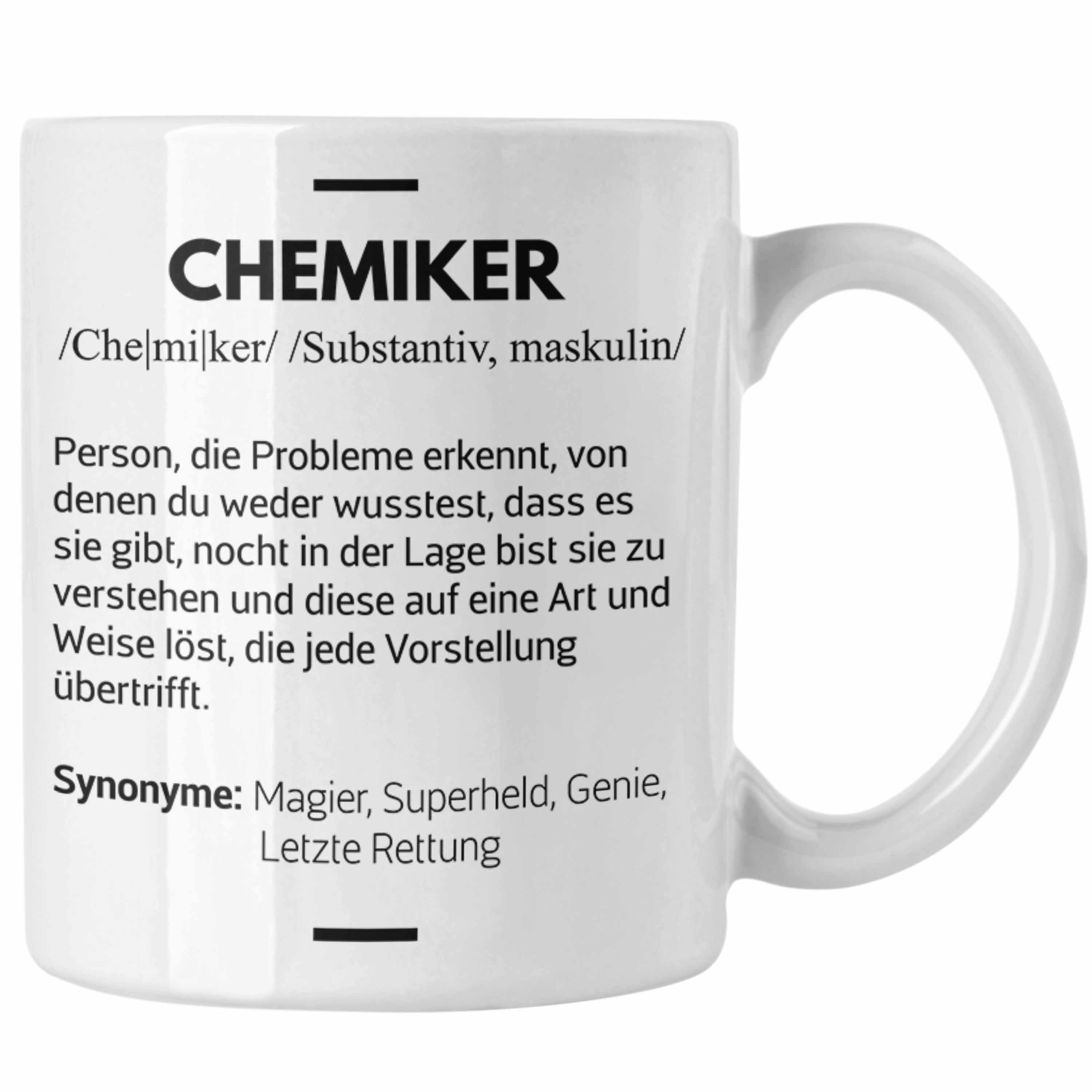 Trendation Tasse Trendation - Chemiker Geschenke Tassen Tasse Chemielaborant Chemie Geschenk Chemielabor Gadget Geschenkidee Lustig Weiss