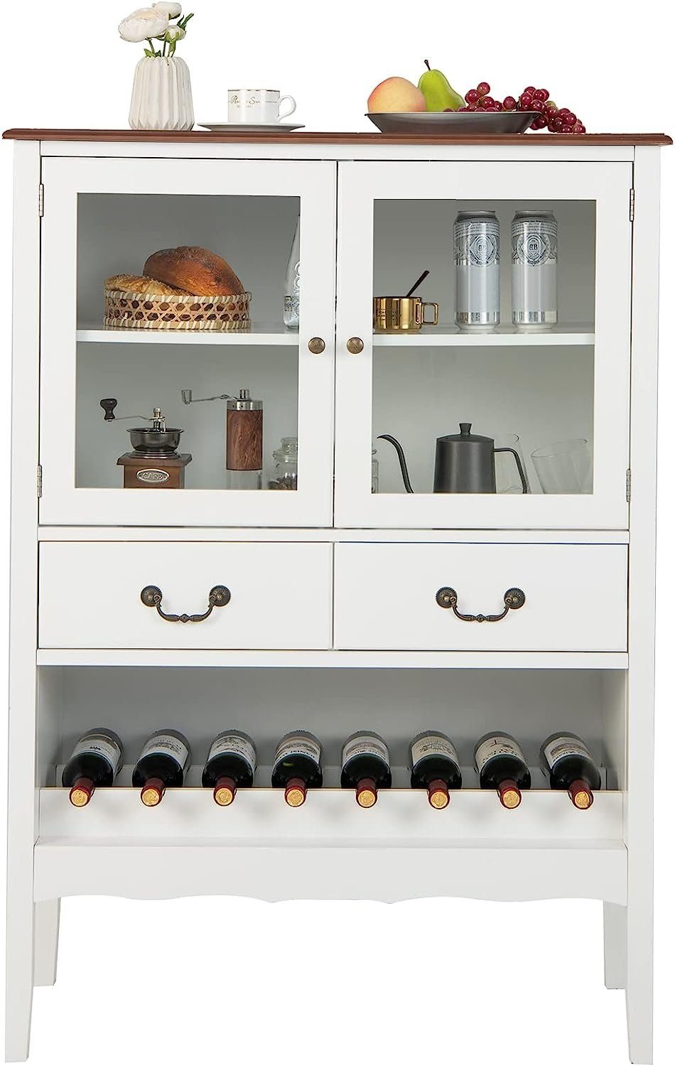 KOMFOTTEU Buffetschrank 82x40x81cm - Küchenschrank Mit Schieberegal & 2 Türen