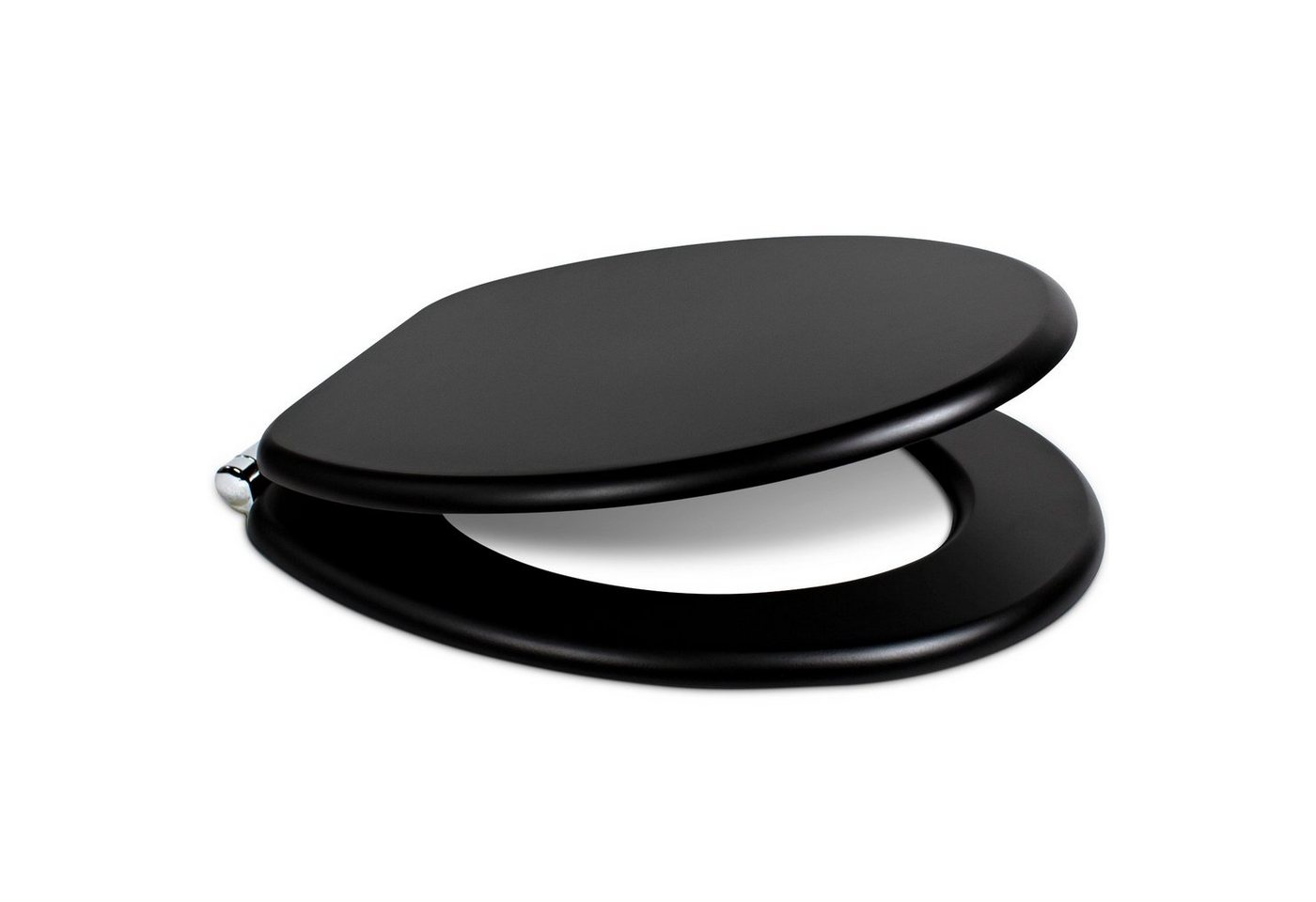 Thumbnail - Sanfino WC-Sitz "All Black" Premium Toilettendeckel mit Absenkautomatik aus Holz, in Schwarz, hohem Sitzkomfort, einfach...