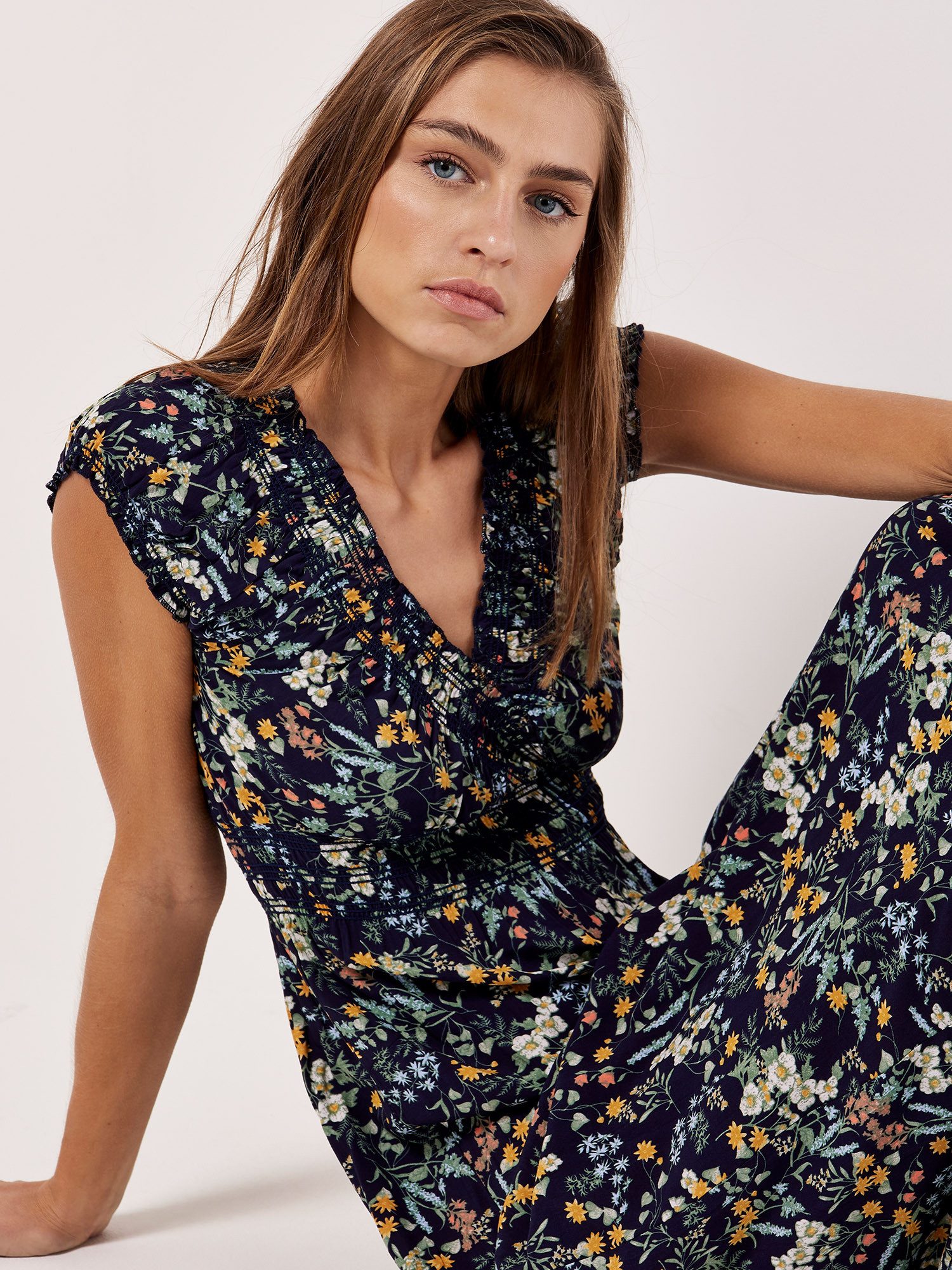 Apricot Maxikleid Maxikleid mit Blumenmuster