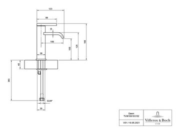 Villeroy & Boch Waschtischarmatur Dawn 100 Einhebel, gebogener Auslauf, o. Ablaufgarnitur, Standmontage