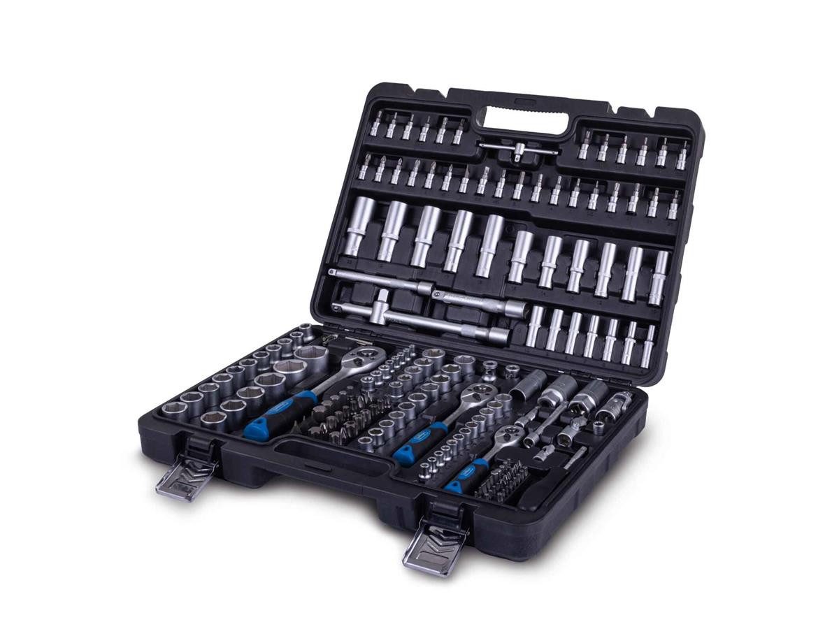 Scheppach Инструментset TB180, (Set, 180-tlg., Инструментkoffer), robuster Kunststoffkoffer, gummierte Griffe