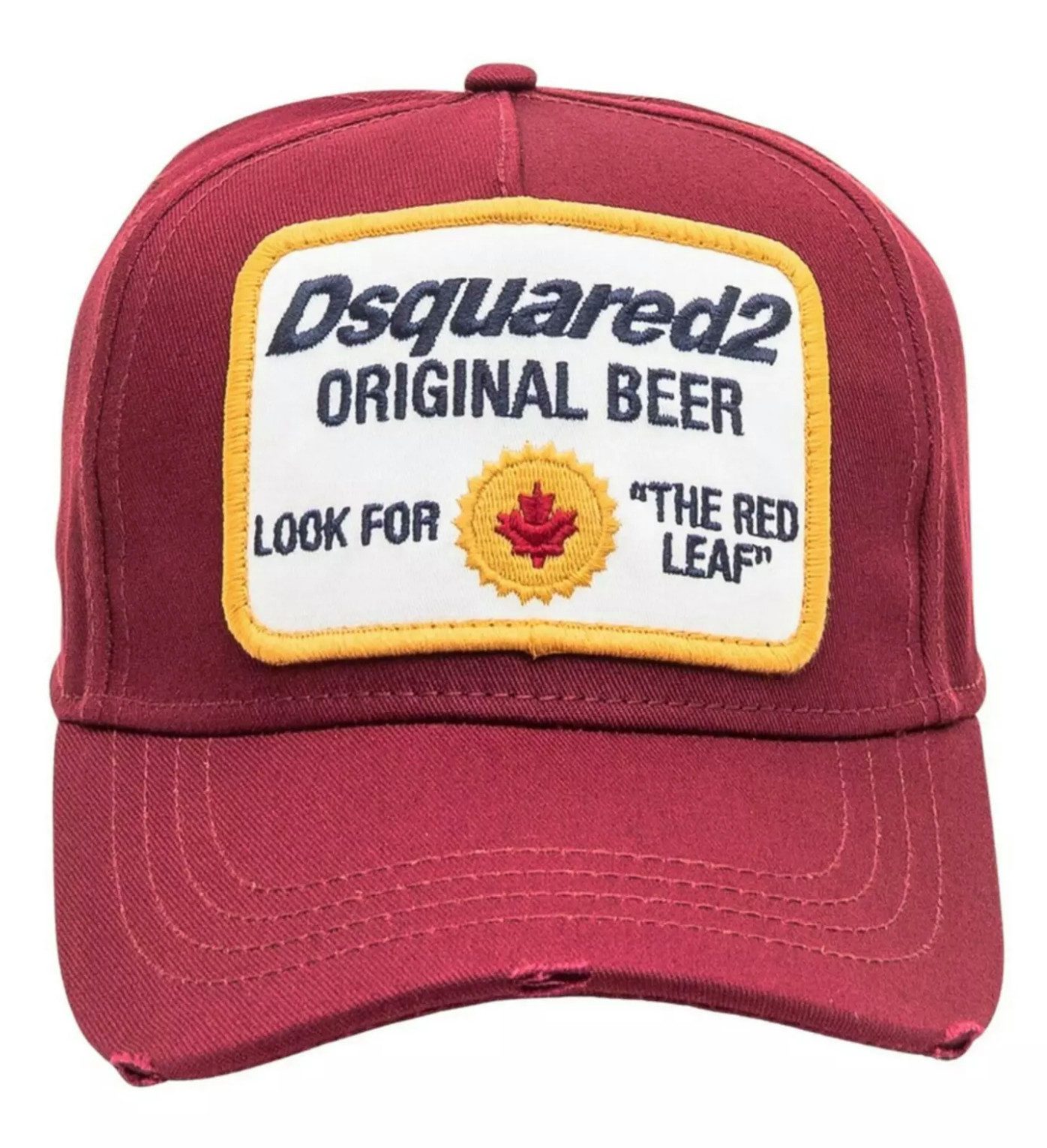 Dsquared2 Baseball Cap Original Beer Oktoberfest Cap Baseballcap Unisex Original Beer Patch mit Ahornblatt-Stickerei, Distressed-Look