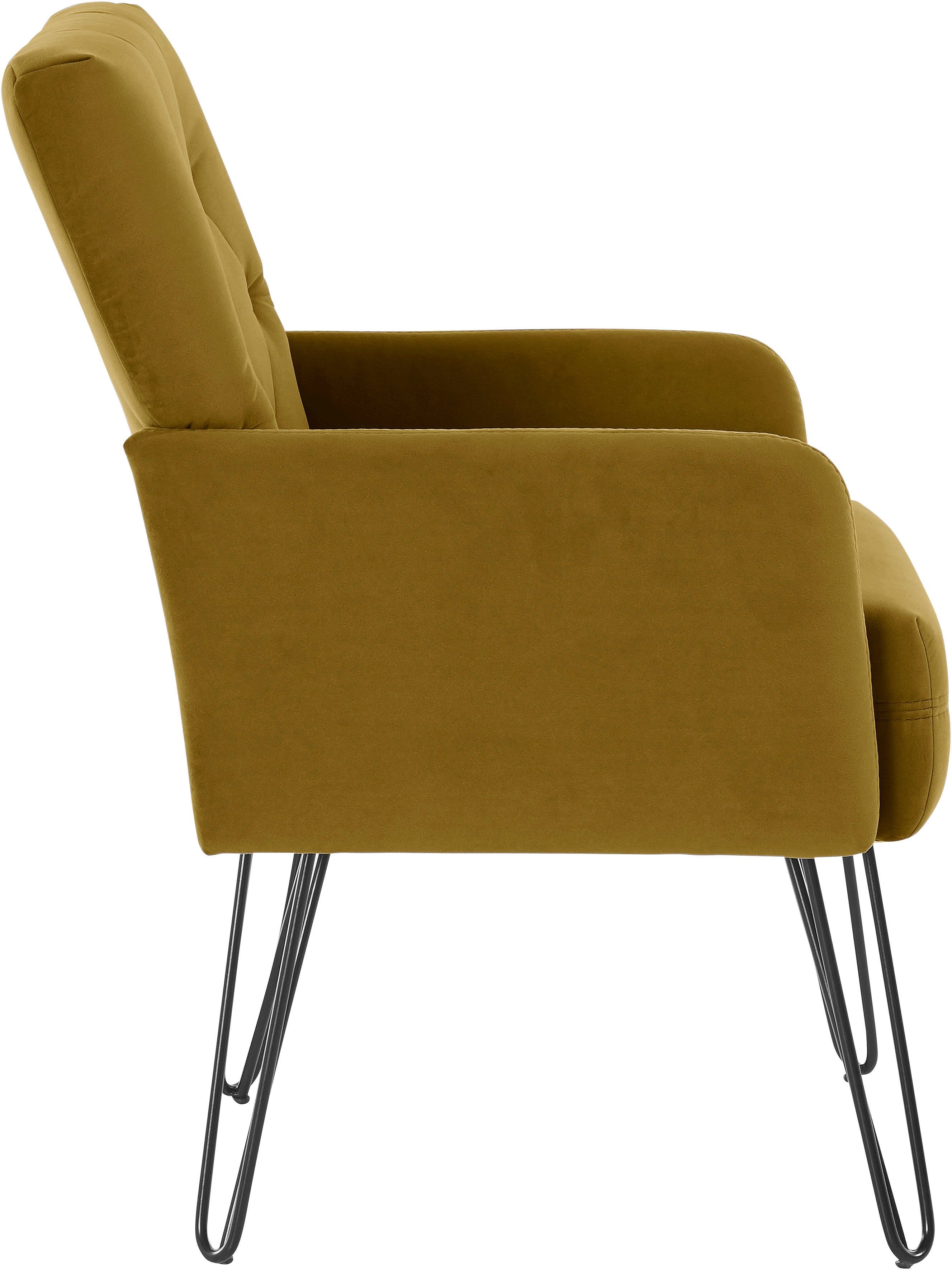 exxpo - sofa fashion Sessel Doppio, Loungesessel mit Designuntergestell, bequem und elegant, aufwendige Rückenverarbeitung, Breite 61 cm