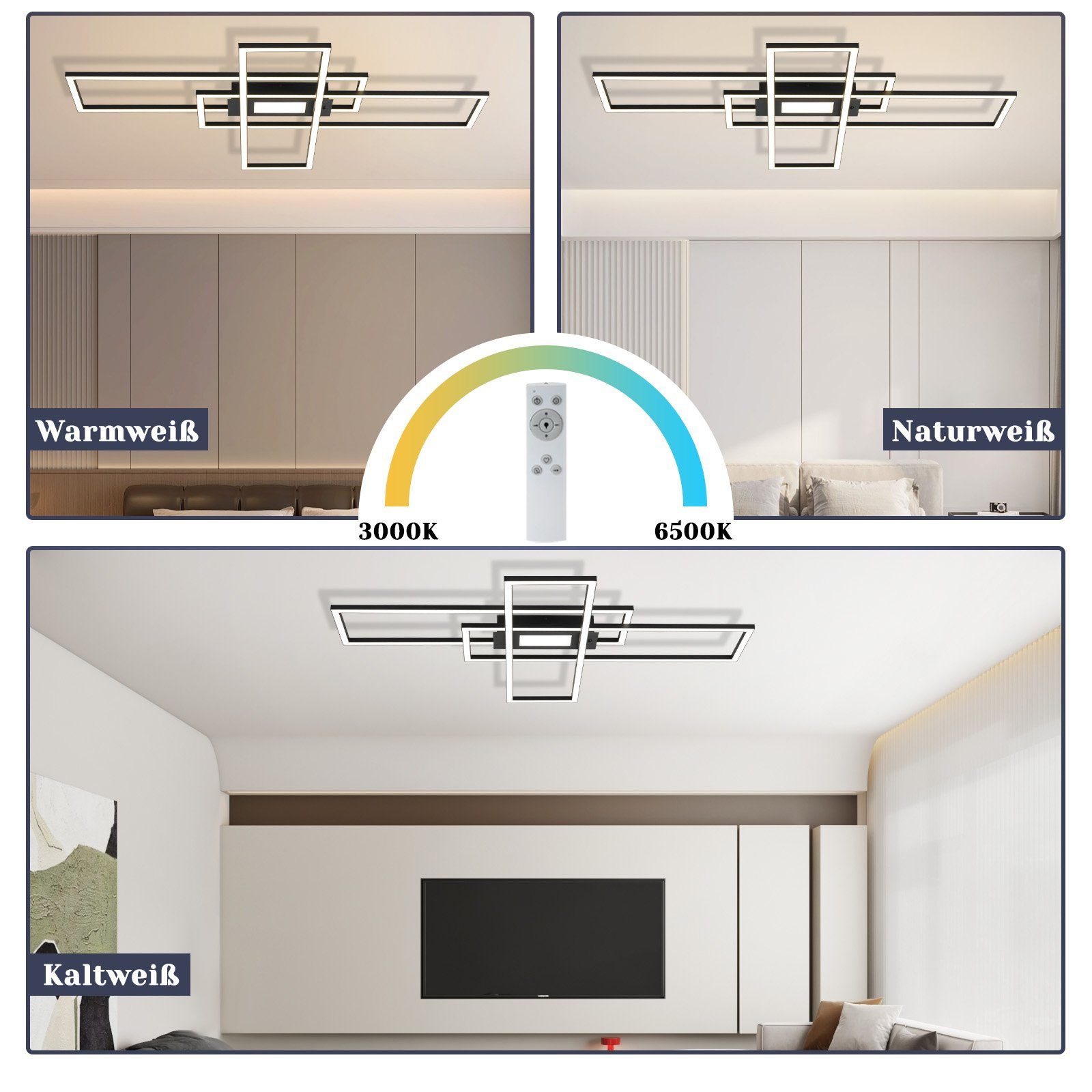 Nettlife LED Deckenleuchte Dimmbar Schwarz/Weiß Deckenlampe günstig online kaufen