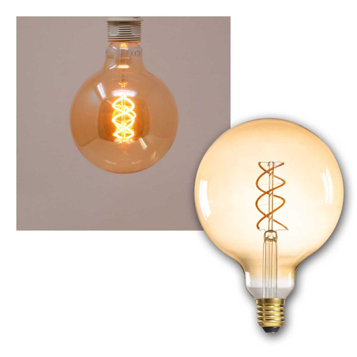 Kanlux LED-Leuchtmittel LED E27 Retro G125 Birne 4W 250lm SPIRAL XLED, warmweiß