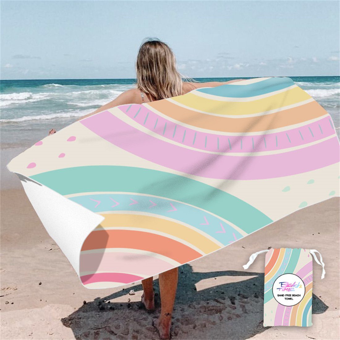 YOOdy~ Strandtücher Strandtuch,strandhandtuch (1-St), 80 x 160 cm,schnell trocknet Regenbogen Traum