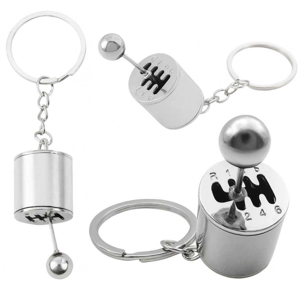 LEAN TOYS Schlüsselanhänger Getriebeanhänger Schaltknauf Autoschlüsselanhänger (Spar-Set, 1-tlg., 5 x 2,5 cm beweglich), beweglicher Schaltknauf, Metall, Schutztasche