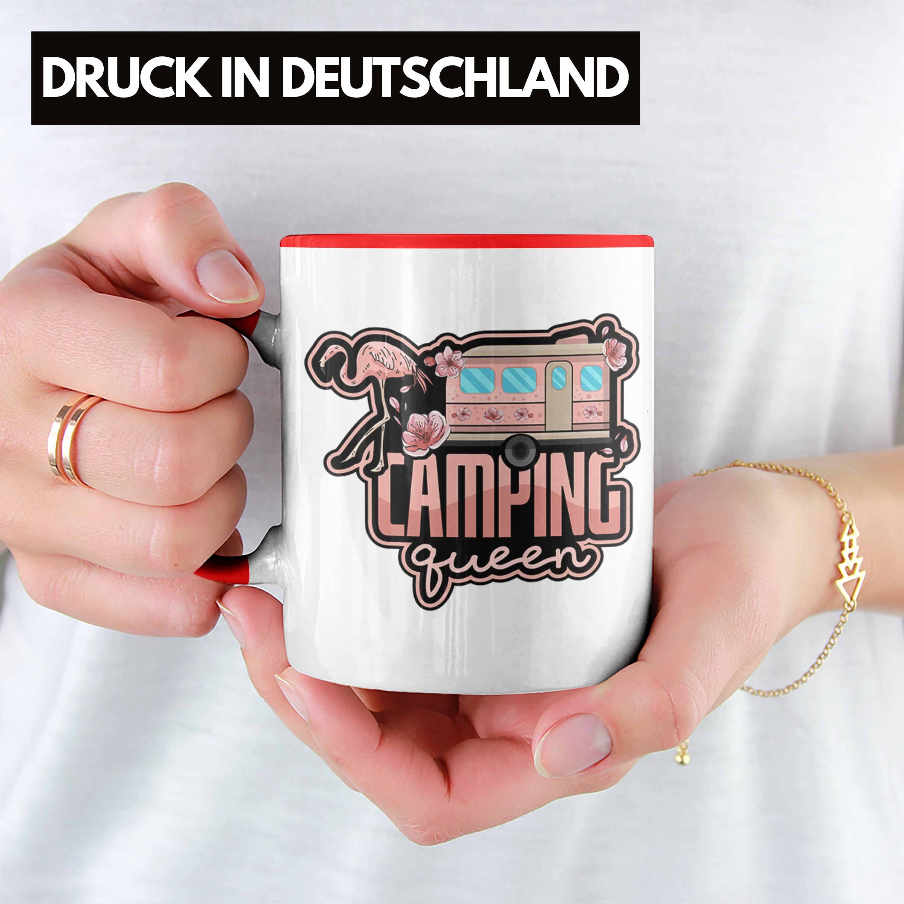 Geschenk Tasse Tasse Trendation Camping Queen Rot Lustiges Spruch Geschenkidee Camperin