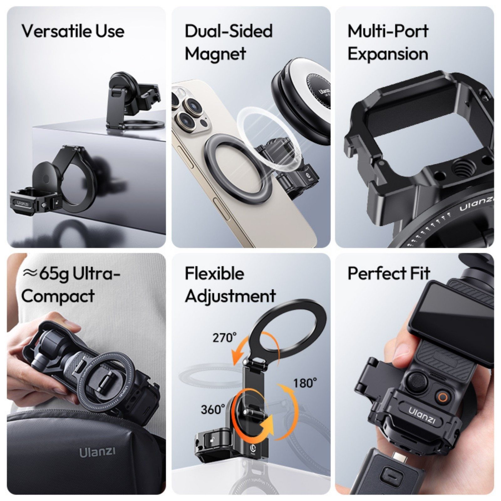 ULANZI Action Cam-Halterung Ulanzi PM01 MagSafe Halterung für DJI Pocket 3 mit Cold Shoe