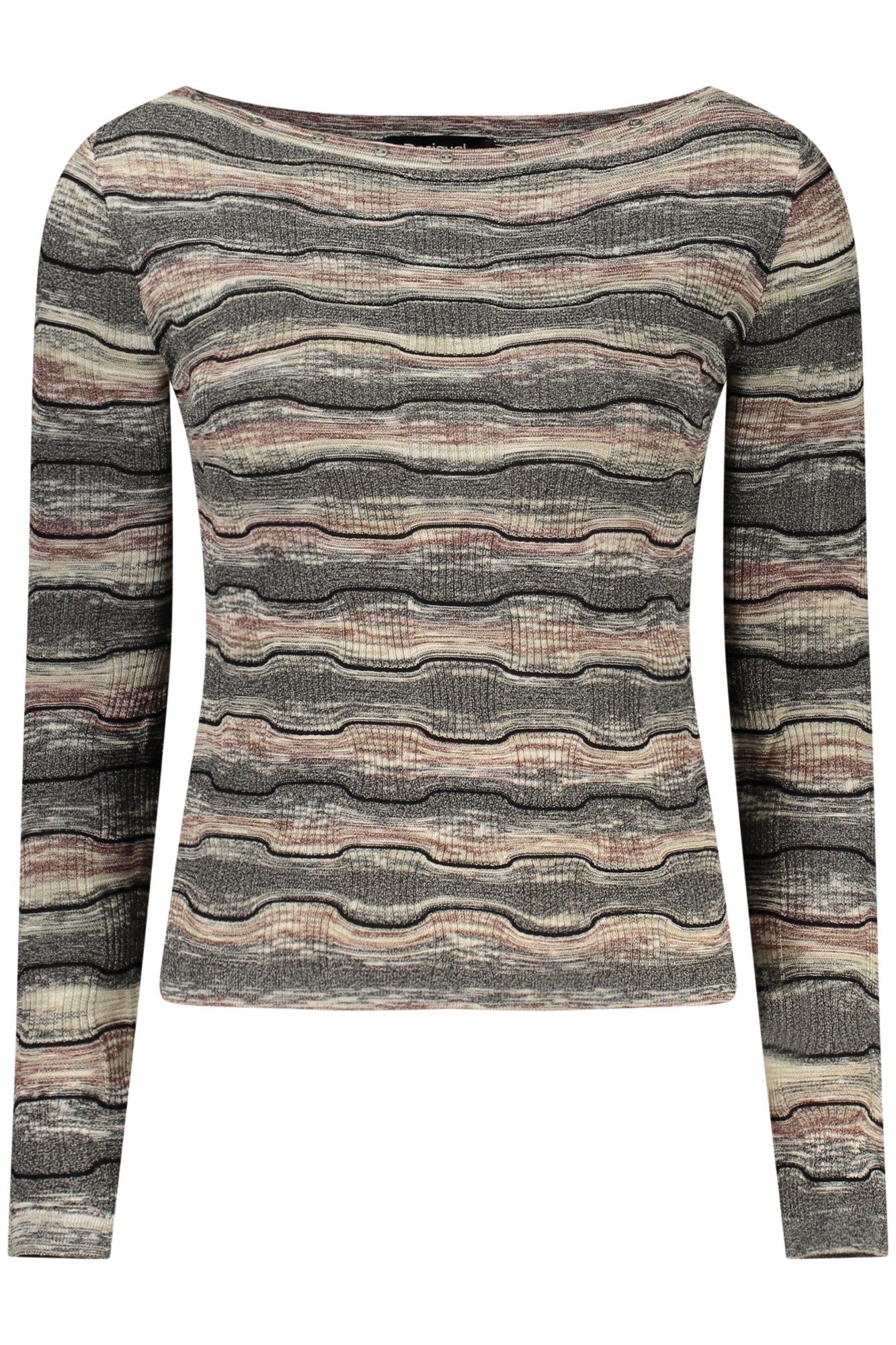 Desigual Strickpullover Damen Pullover: Langarmshirt mit Muster und kontrastierenden Details