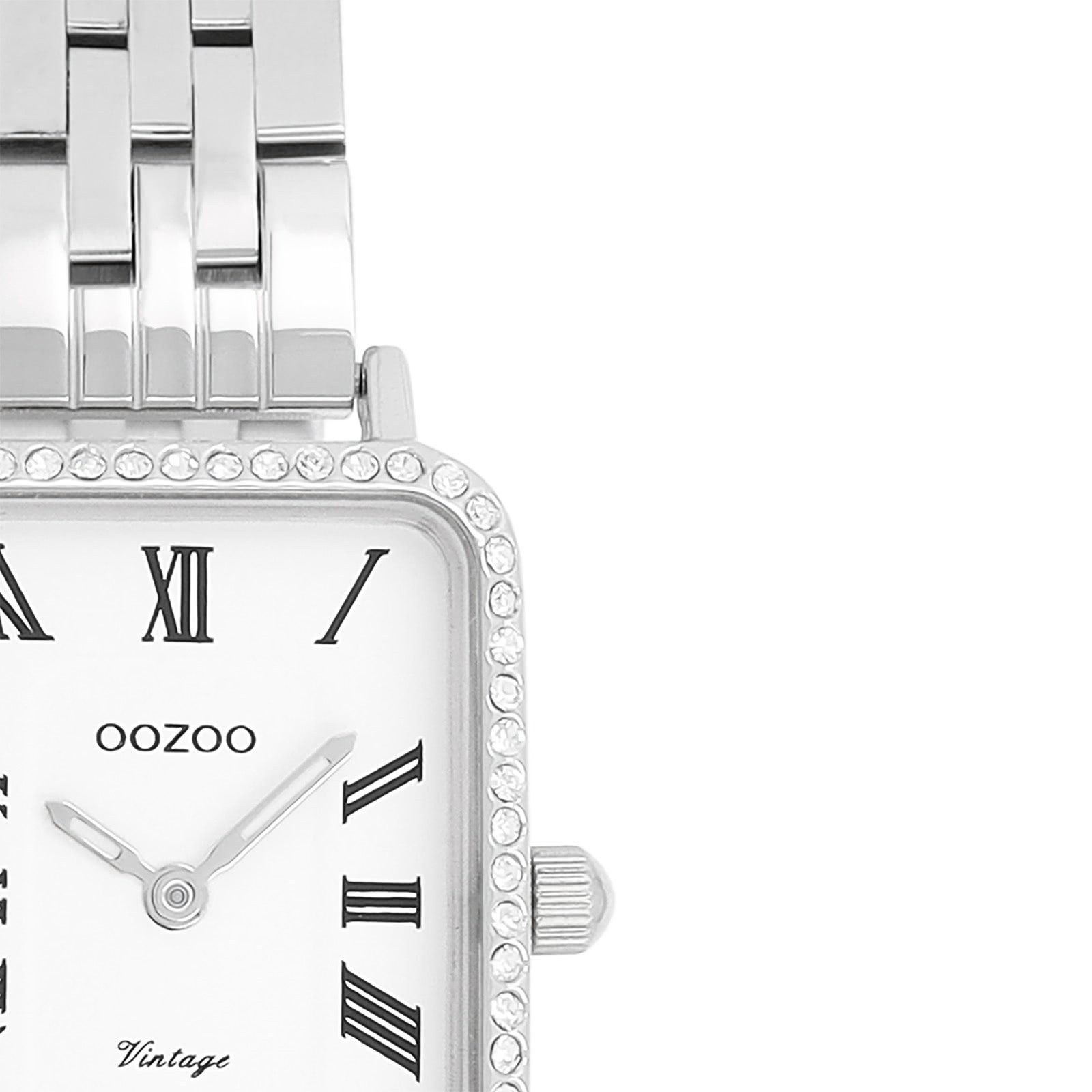 OOZOO Quarzuhr Oozoo Damen Armbanduhr OOZOO Vintage, (Analoguhr), Damenuhr rechteckig, extra groß (24x28mm) Metallarmband, Fashion-Style
