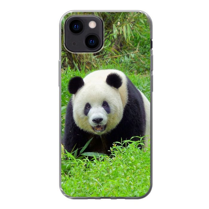 MuchoWow Handyhülle Panda - Gras - Tier Handyhülle Apple iPhone 13 Mini Smartphone-Bumper Print Handy