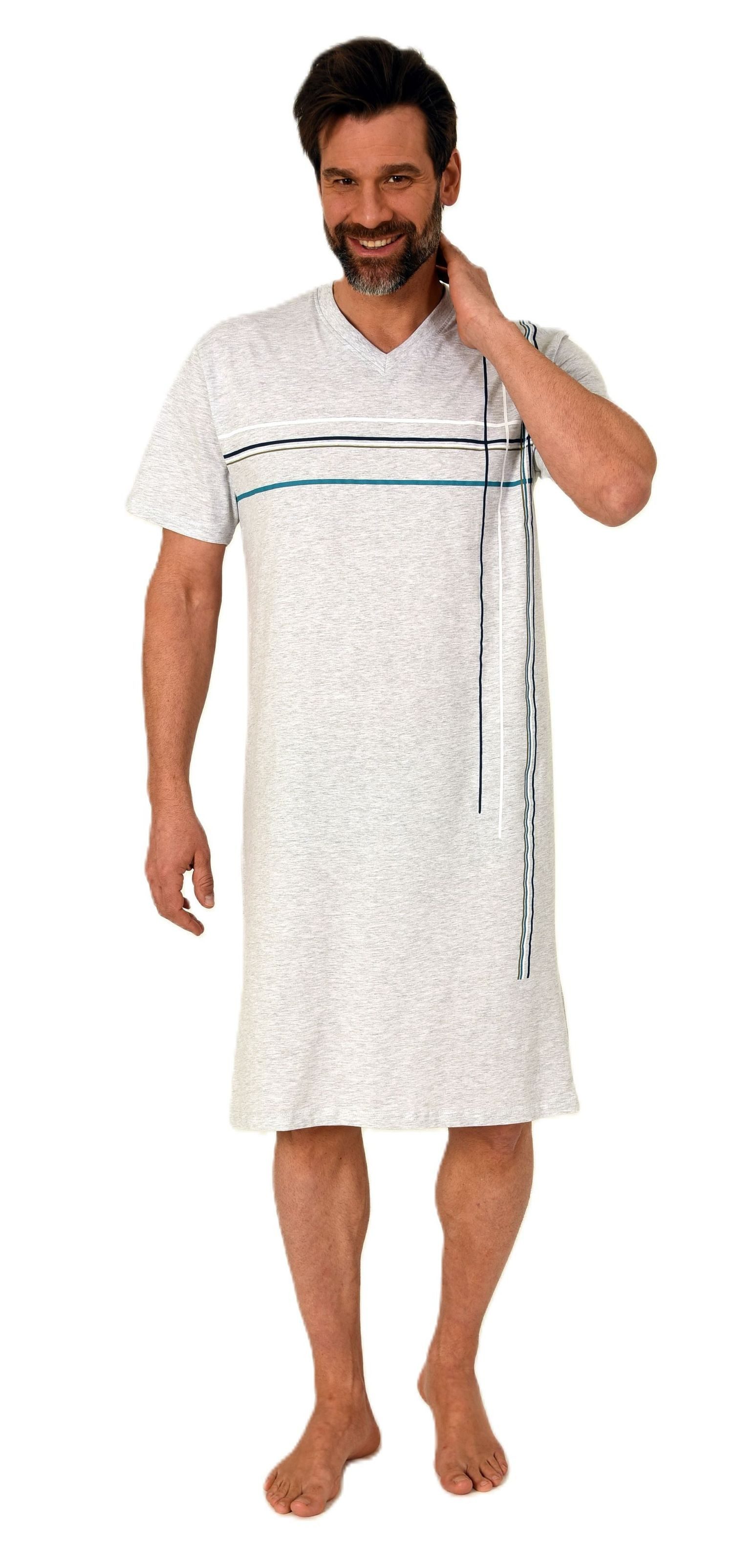 Normann Pyjama Normann Herren kurzarm Nachthemd mit eleganten Frontprint günstig online kaufen
