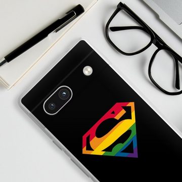 DeinDesign Handyhülle Superman Regenbogen Offizielles Lizenzprodukt, Google Pixel 7a Silikon Hülle Bumper Case Handy Schutzhülle