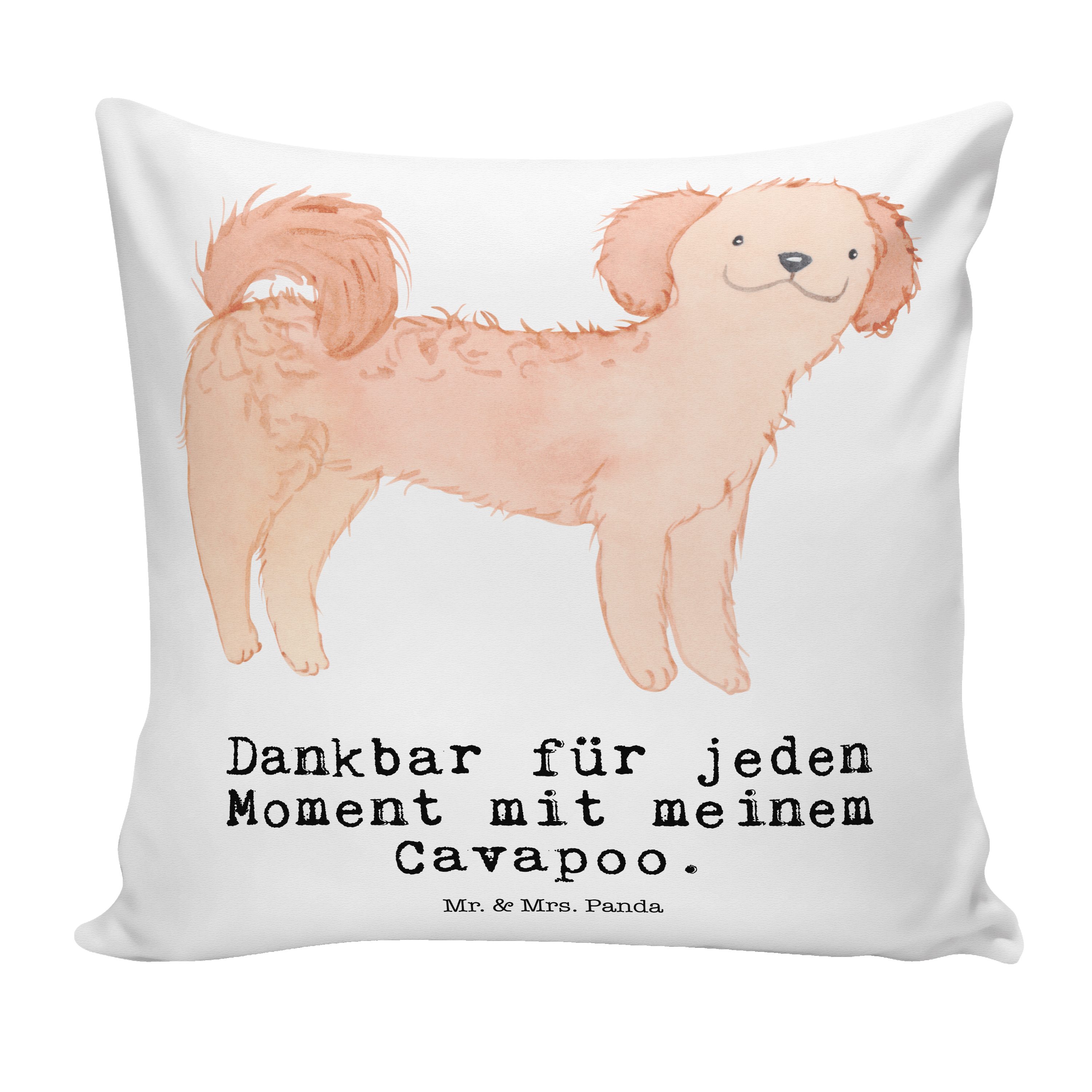 Mr. & Mrs. Panda Dekokissen Cavapoo Moment - Weiß - Geschenk, Tierfreund, Motivkissen, Cavoodle