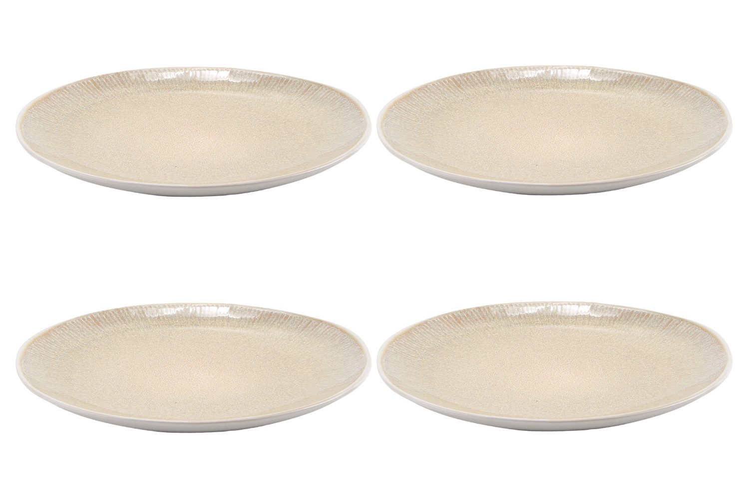HIT Trading Dessertteller TIZIANA, Frühstücksteller, Beige, Weiß, Ø 22 cm, (4 St), Steingut