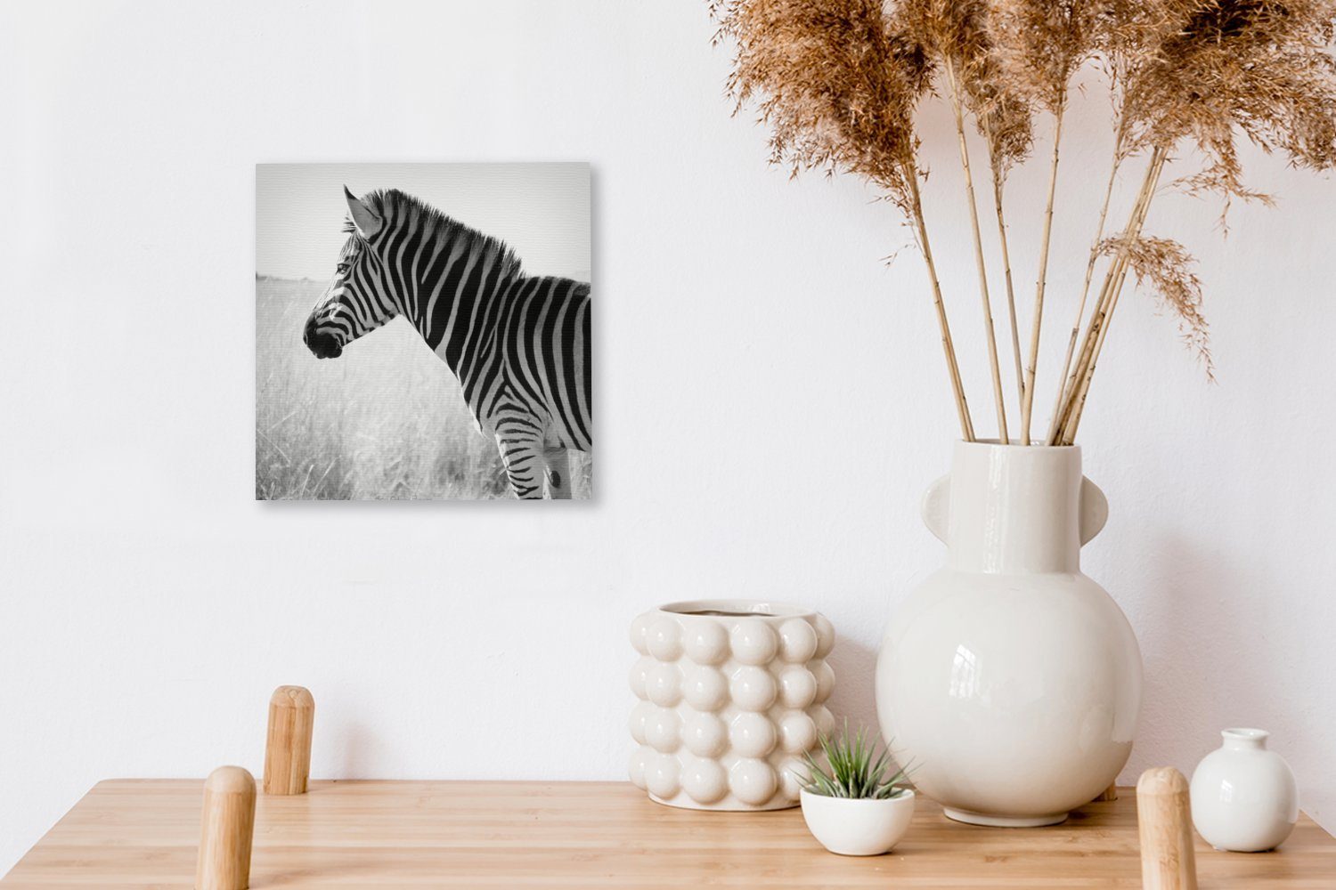 Leinwand für Leinwandbild hohen St), OneMillionCanvasses® Bilder Wohnzimmer Gras, Zebra Schlafzimmer (1 im