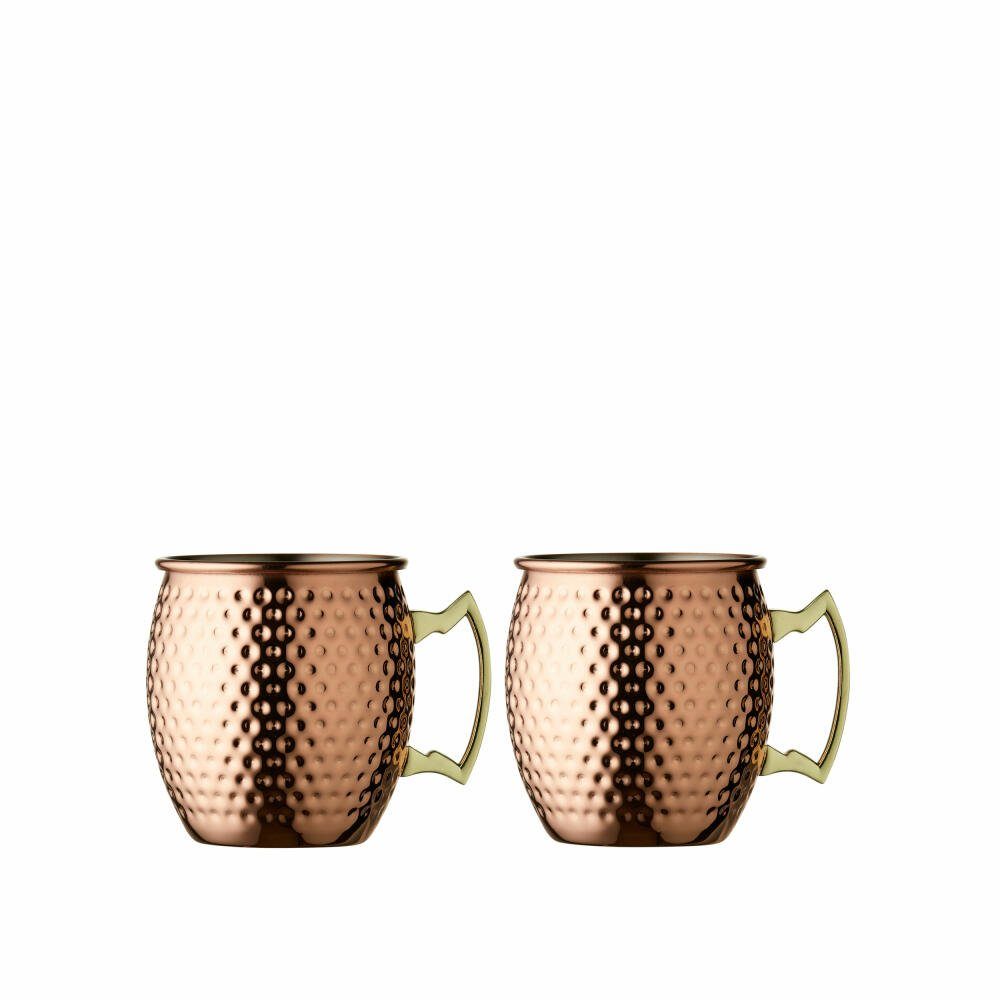 LYNGBY-GLAS Becher Moscow Mule Krug Copper 2er Set, 2-tlg., Kupfer, Stahl