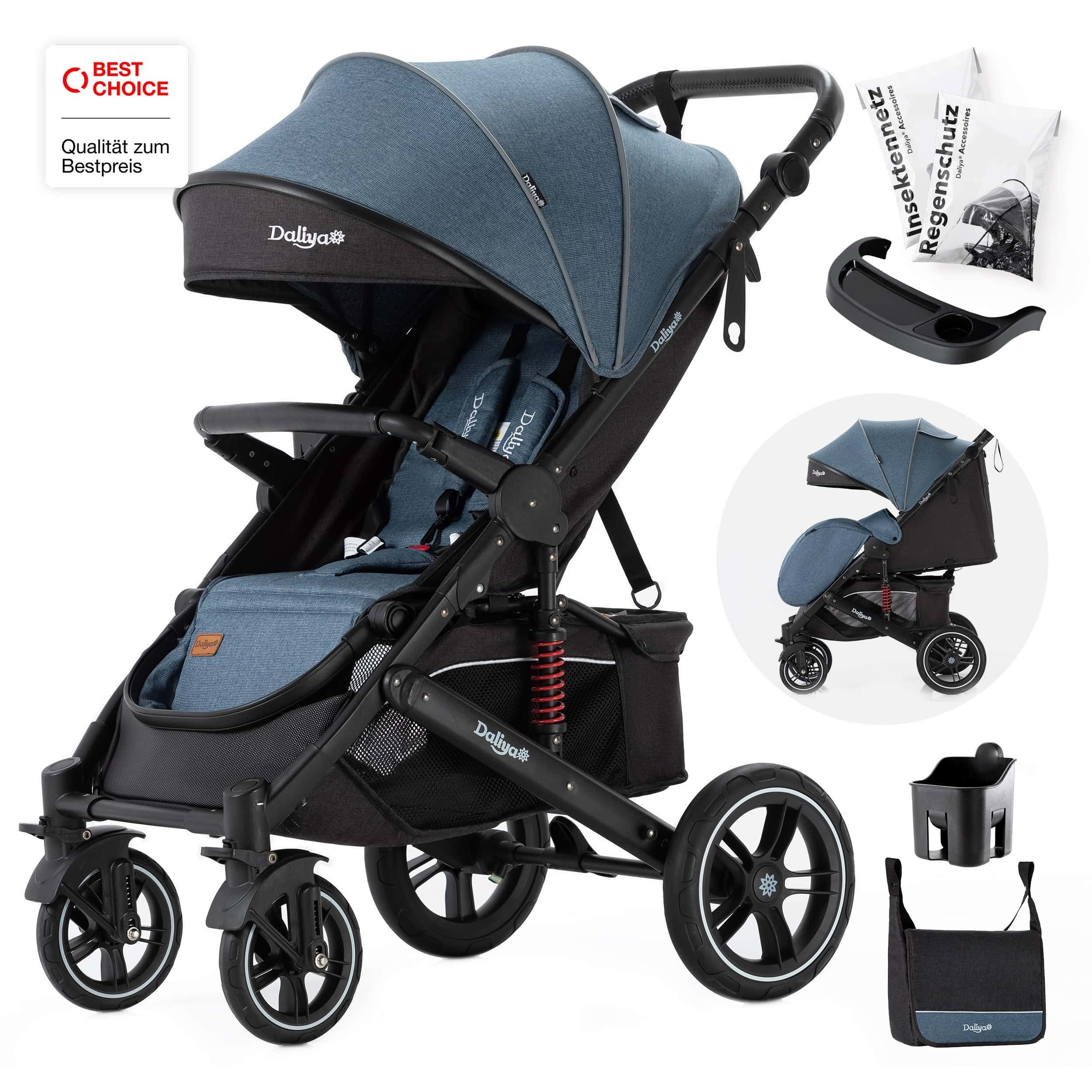 DALIYA® Kinder-Buggy RAPIDY Buggy Kinderwagen, XXL Set, kompakt, Kinderbuggy, Sportwagen (10-tlg), Liegeposition, Fußsack, Spieltisch, Wickeltasche, Regenverdeck mehr