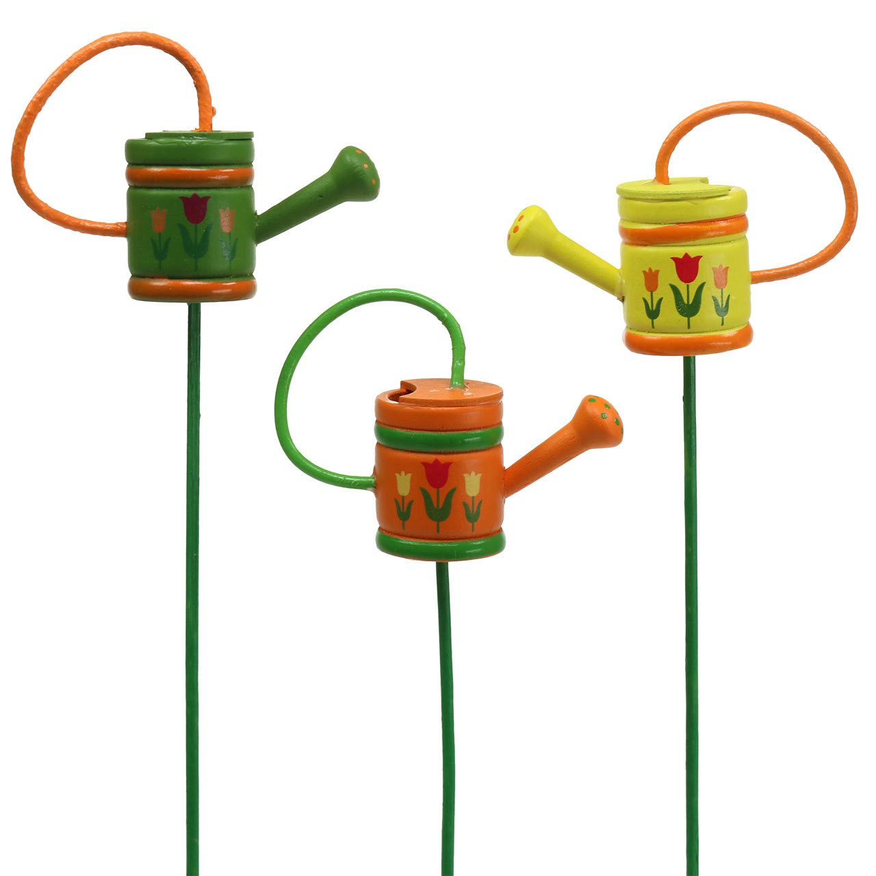 Viana Gartenstecker Frühlingshafte Blumenstecker Gießkanne Holz Deko 12er Set, 12 Stück