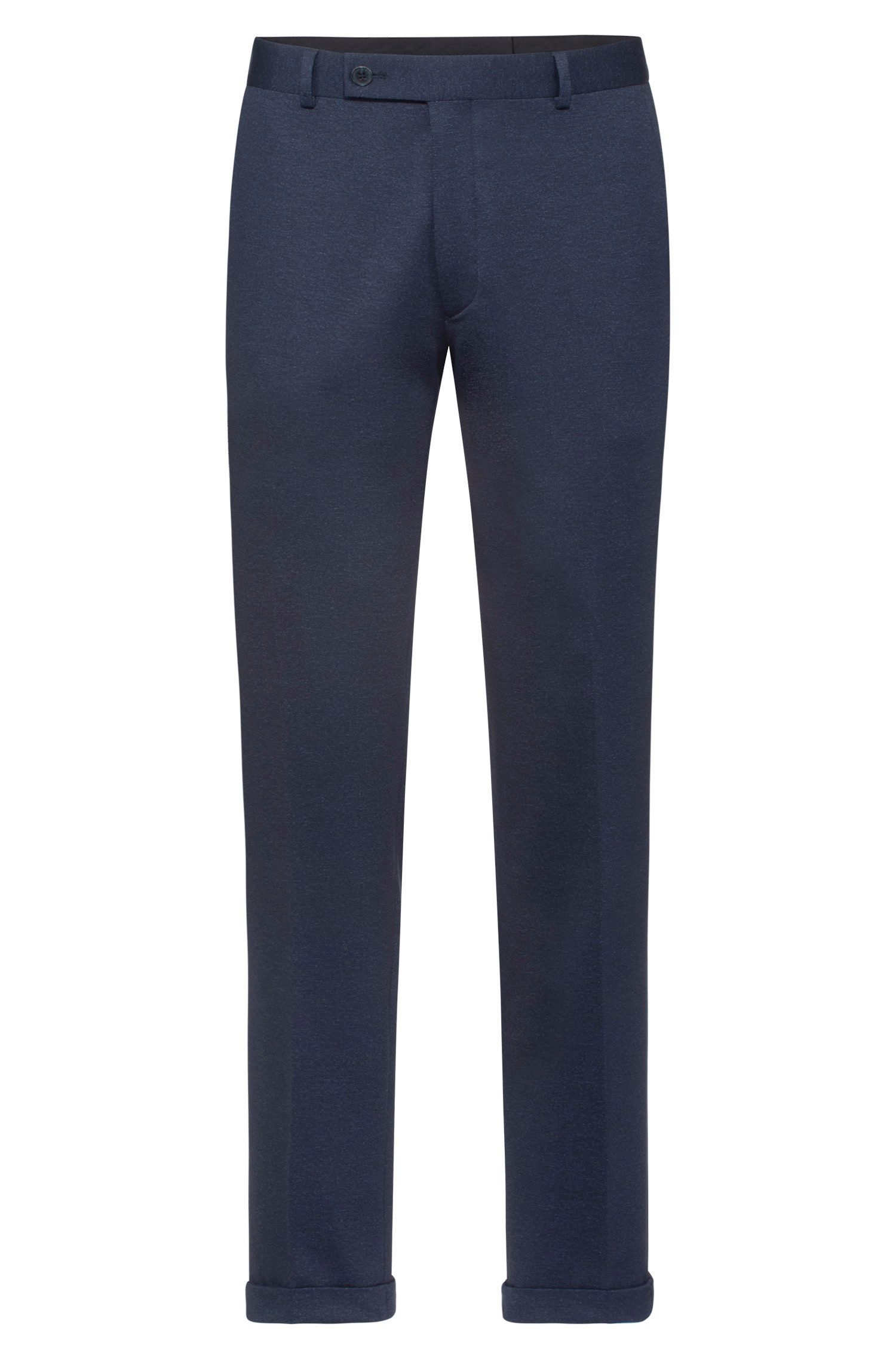 GREIFF Anzughose Greiff CASUAL Herren Jersey-Hose Regular Fit Blau melliert