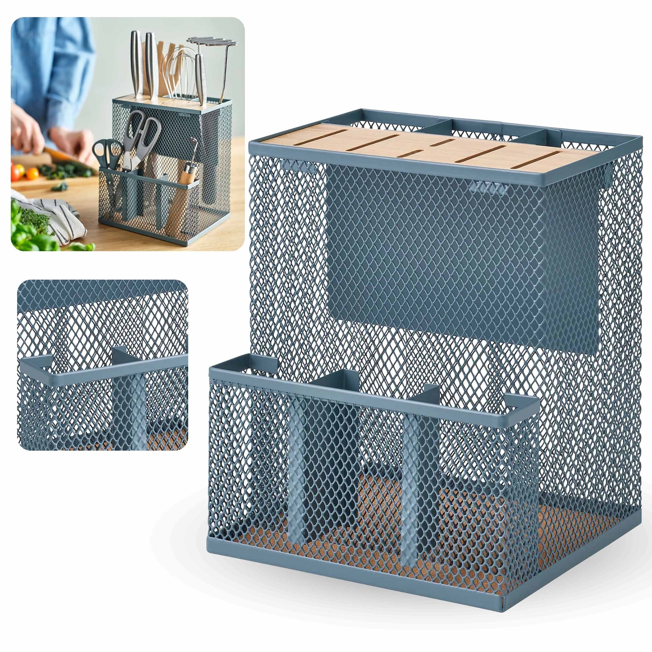 IKEA Messerblock VIMPELFISK Grauer türkisfarbener Messerblock und Utensilienblock