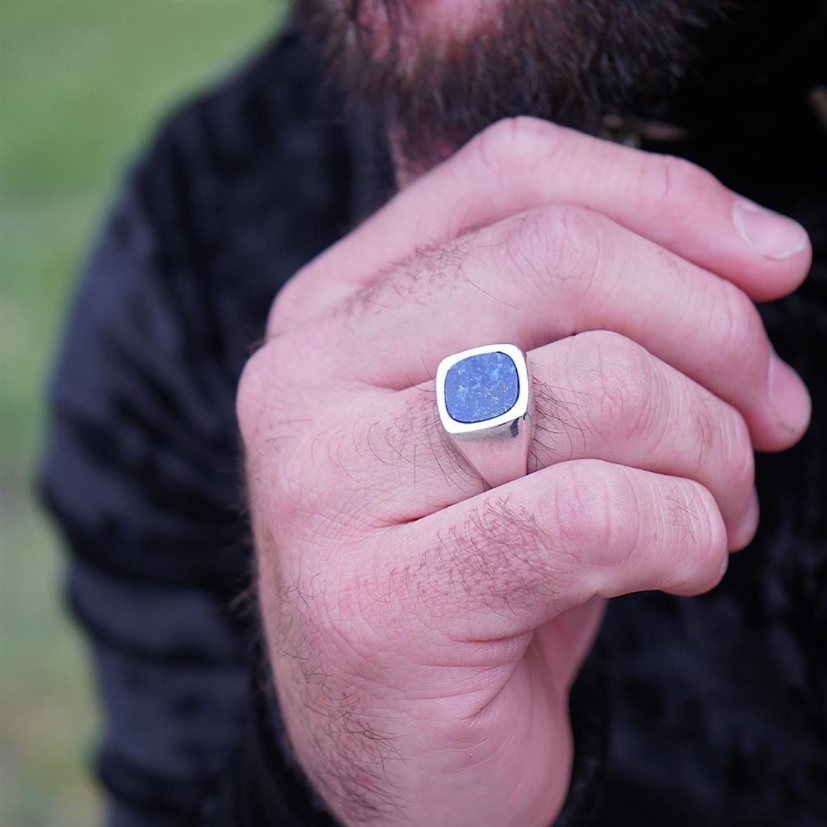 Siegelring Siegelring Lapislazuli Blau Massiv 925er günstig online kaufen