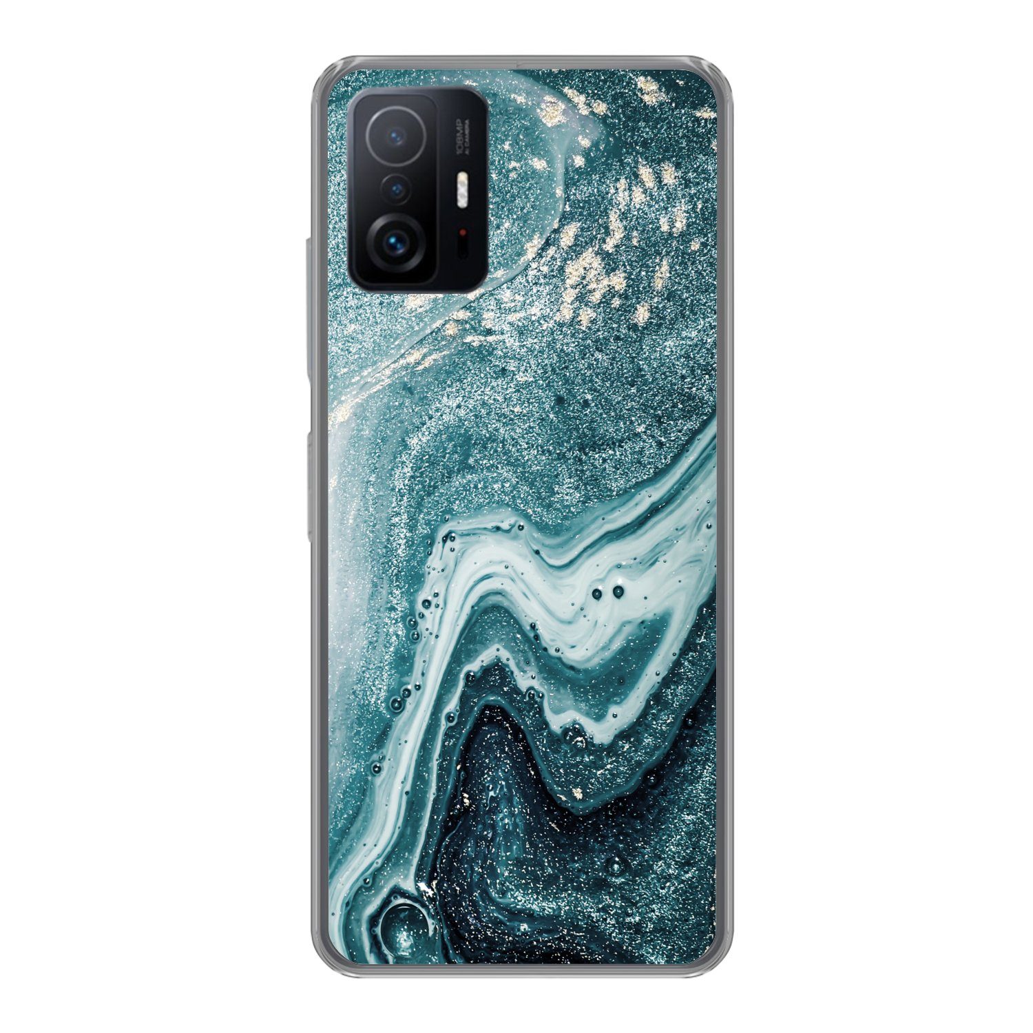 MuchoWow Handyhülle für Xiaomi 11T Pro Edelsteine - Blau - Natur - Marmor - Abstrakt, Phone Case, Silikon, Schutzhülle Dünn
