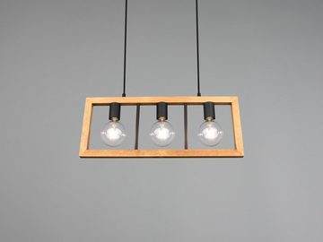 meineWunschleuchte LED Pendelleuchte, LED wechselbar, Warmweiß, Esstisch-lampe mit Holz-balken hängend über Kücheninsel, Breite 60cm
