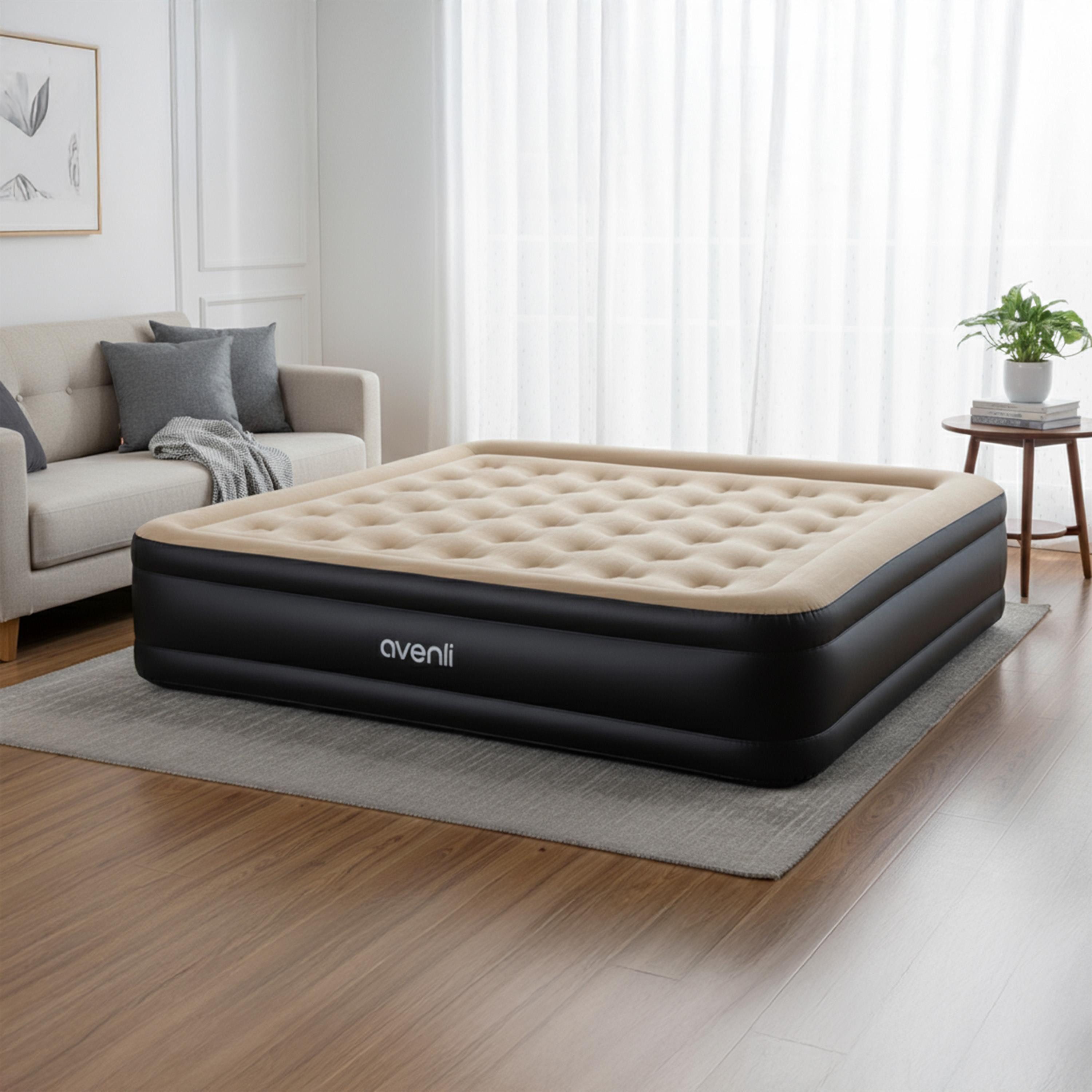 Avenli Luftbett Luftmatratze selbstaufblasend 2 Personen 203x157x47cm Queen-Size, (Gästebett Matratze mit integrierter Elektropumpe, 1-tlg., Reisebett elektrisch mit weicher beflockter Oberfläche), aufblasbar mit Pumpe und Tragetasche