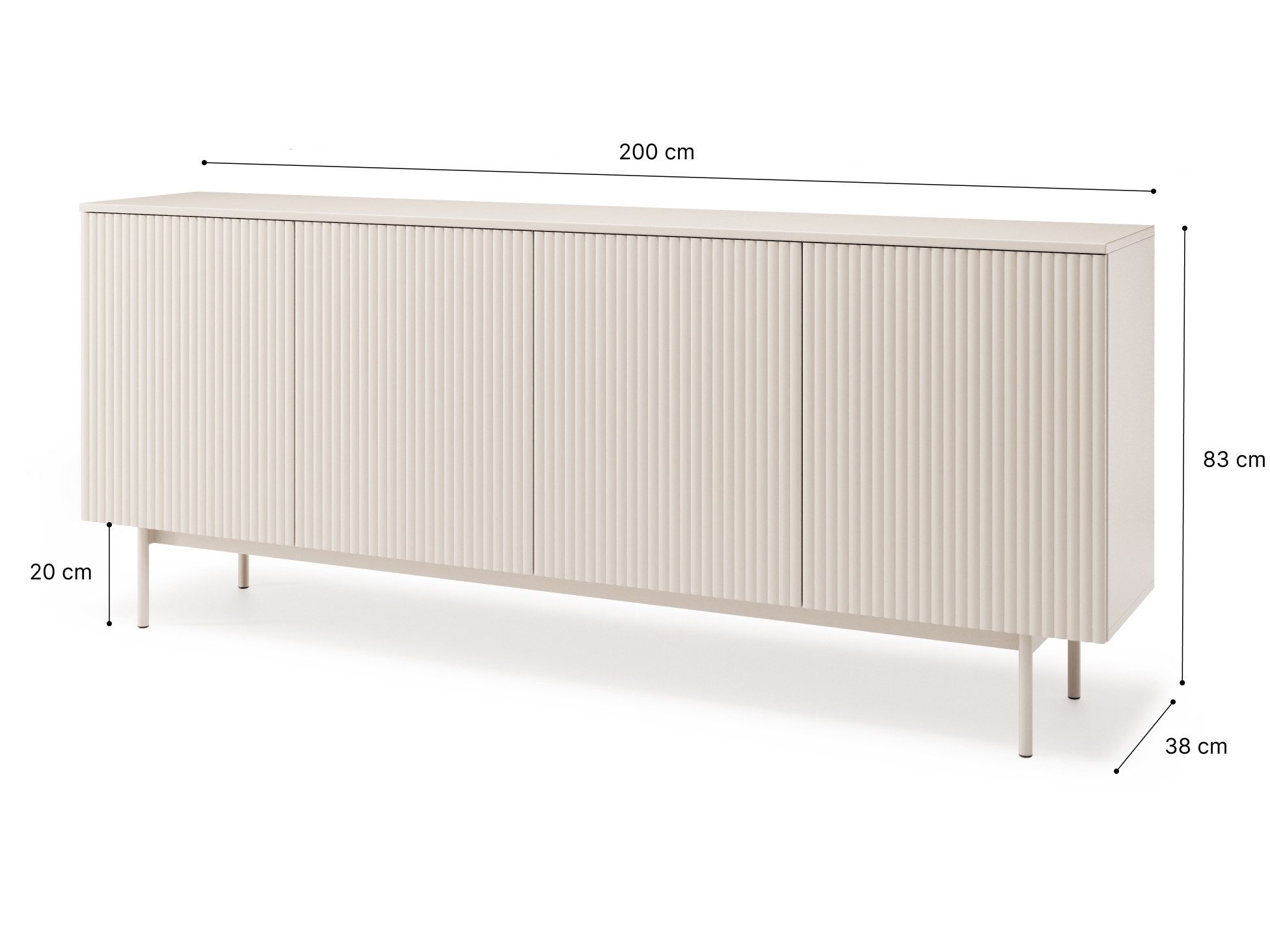 Beautysofa Wohnzimmer-Set SOFT Wohnwand in Kaschmir, (Push-to-Open, Moderne Wohnzimmermöbel, 2-teilig – TV-Schrank Lowboard 200 cm + Kommode Sideboard 200 cm),  – Bild 4 von 5