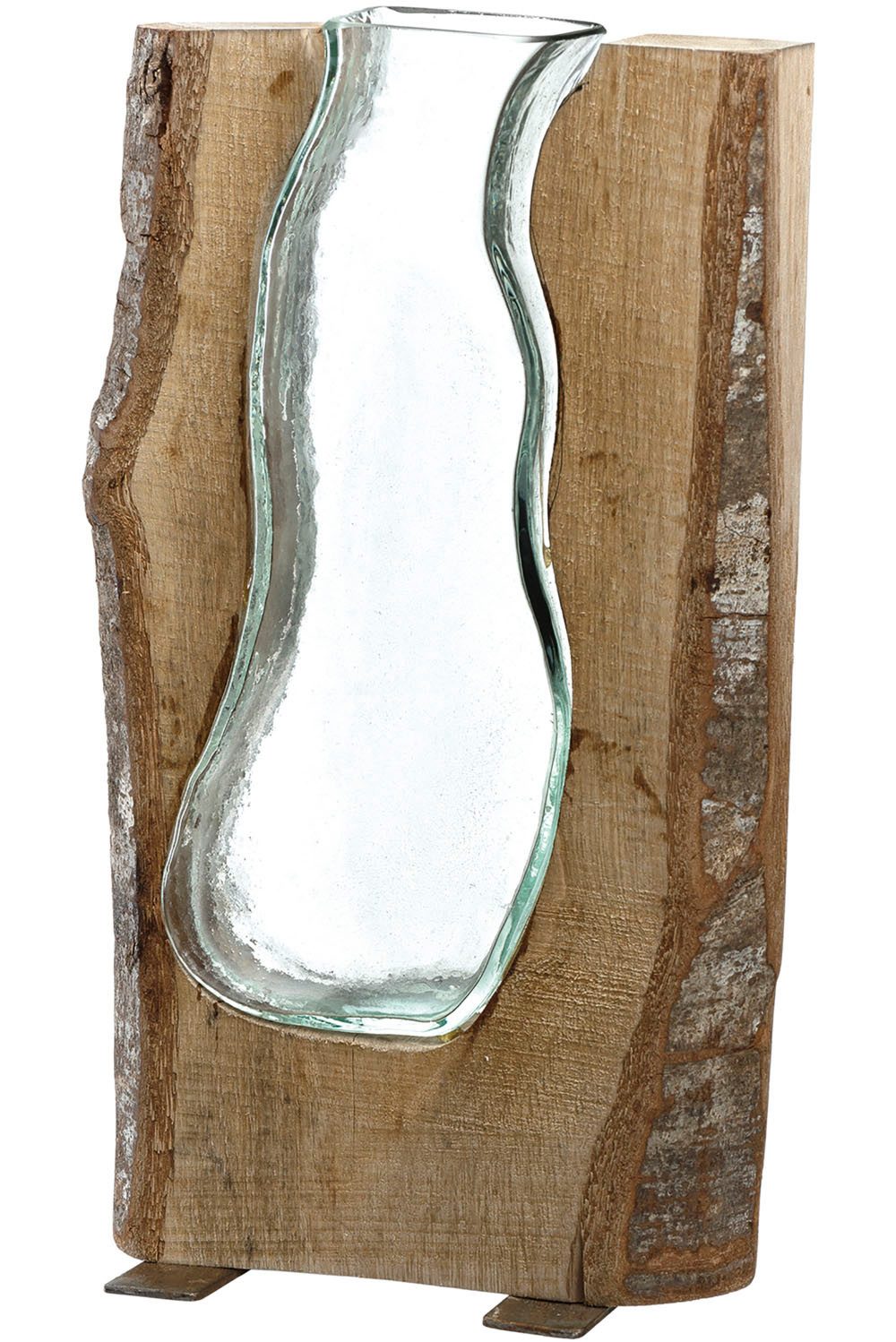 LEONARDO Dekovase Tischvase CASOLARE (1 St), aus Glas und Holz, handgefertigt