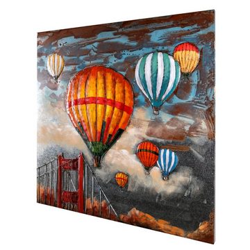 Home4Living Metallbild Wandbild Unikat Relief 3D handgefertigt Bild, Heißluftballon, 3D Effekt
