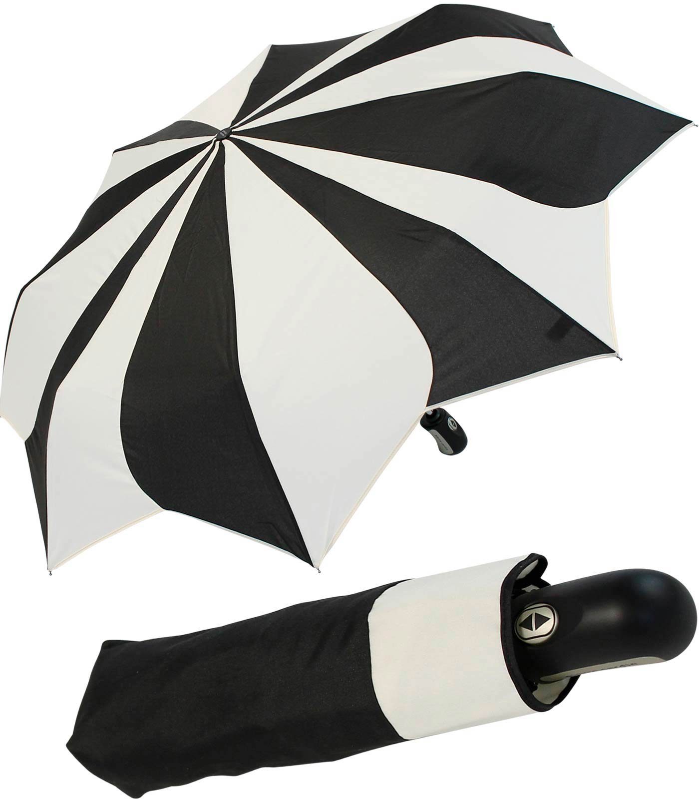 Pierre Cardin Form durch auf mit die Sunflower, Auf-Zu-Automatik schöner besondere Damenschirm Taschenregenschirm sein Kontraste und fällt