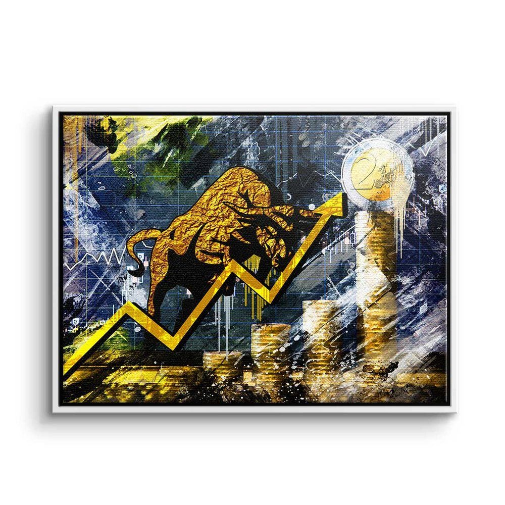 Trading - Leinwandbild, DOTCOMCANVAS® Leinwandbild Mindset - Motivation - Rahmen Premium - ohne Konjunktur