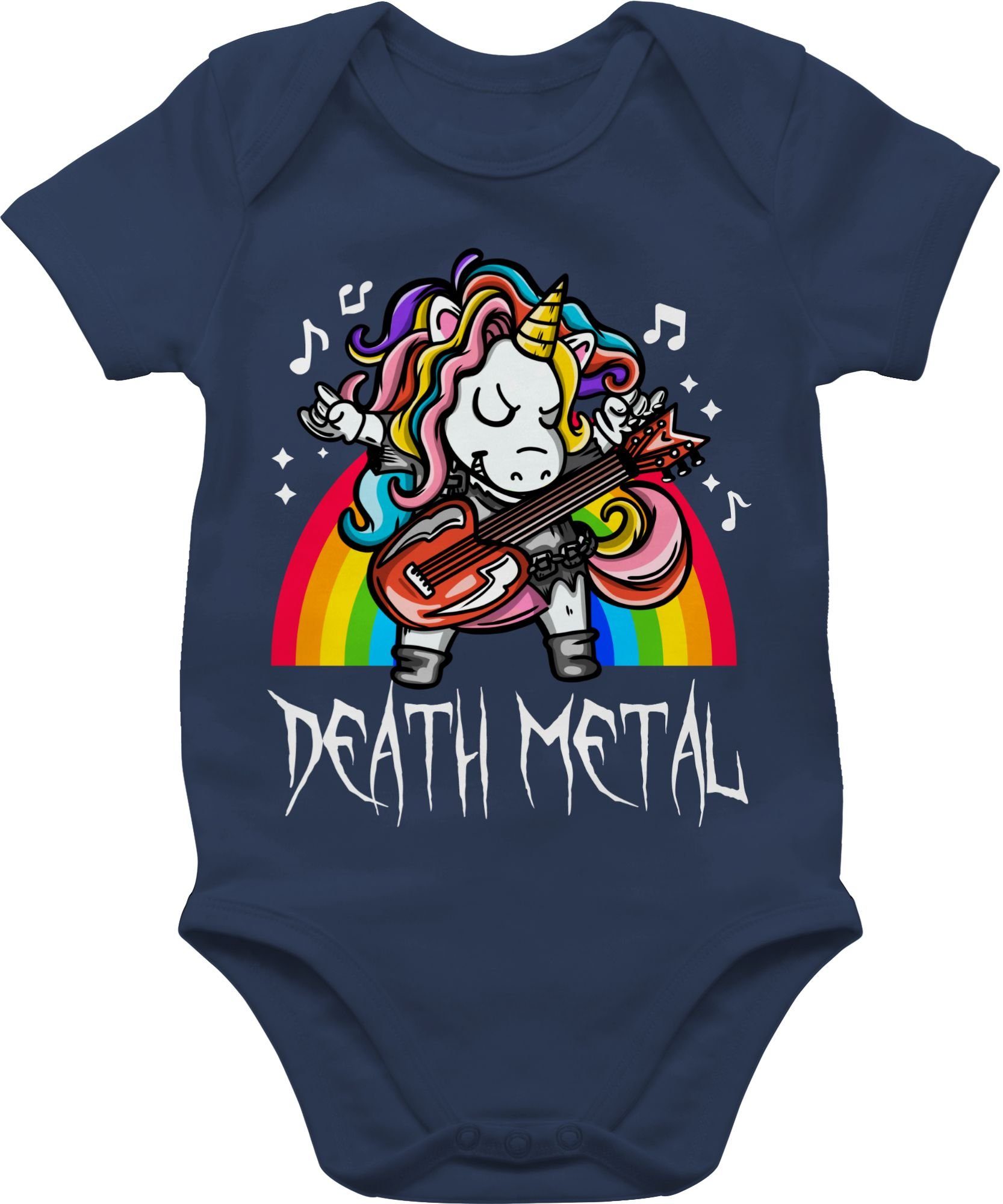 Shirtracer Shirtbody Death Metal Einhorn Sprüche Baby 3 Navy Blau