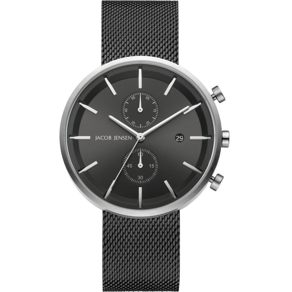 Jacob Jensen Quarzuhr JACOB JENSEN Herren Armbanduhr LINEAR 626 anthrazit D.43mm Saphirglas 