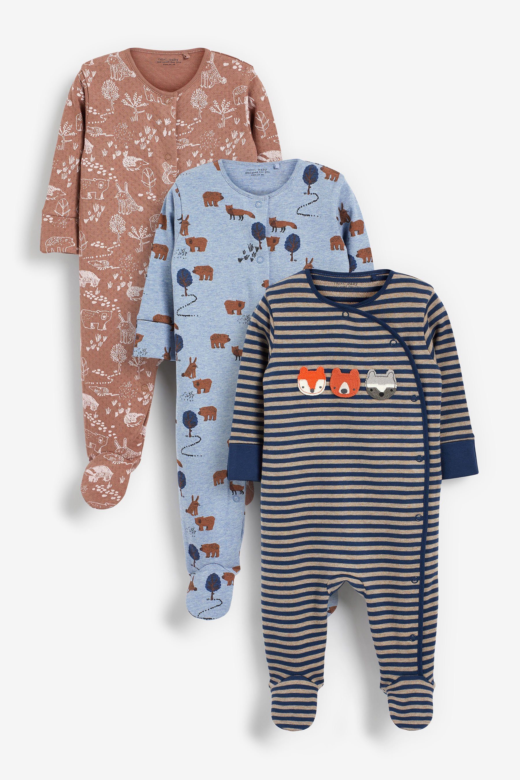 Next Schlafoverall »Bestickte Babyschlafanzüge, 3er-Pack« (3-tlg) online  kaufen | OTTO