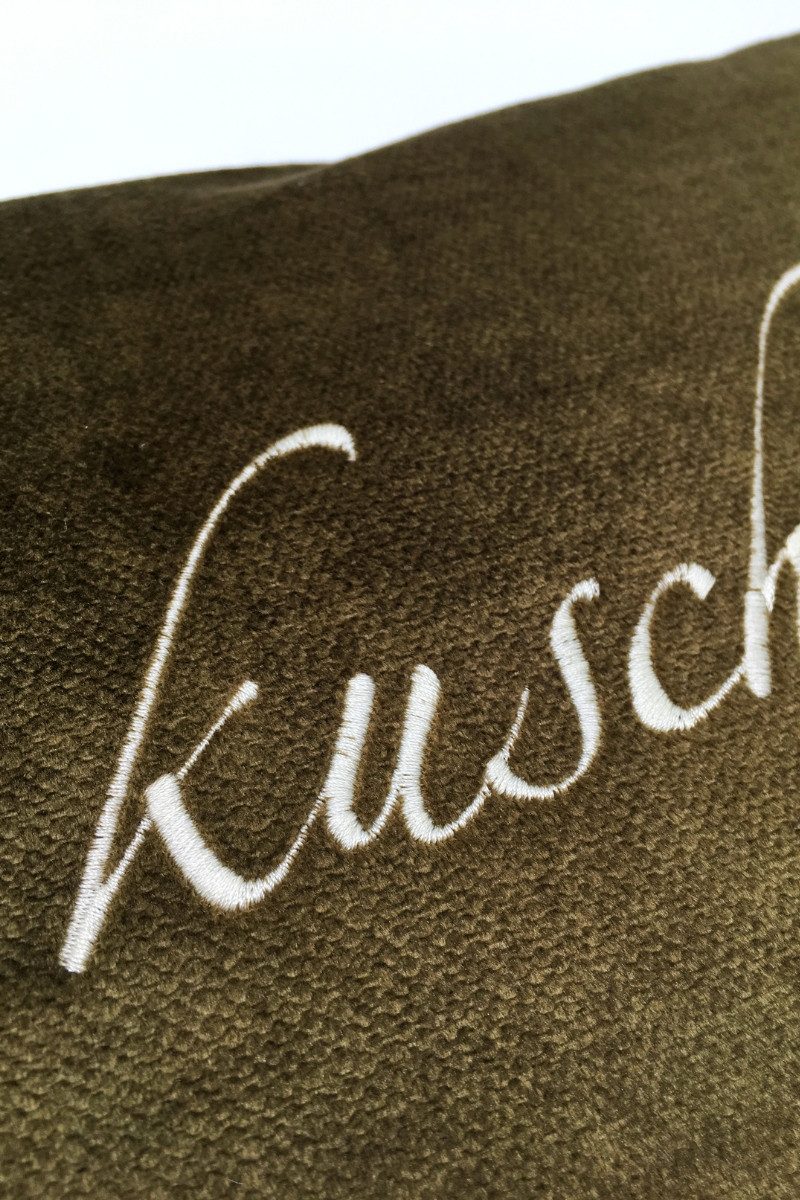 Steen Design Kissenhüllen Kissenhülle - KOMM KUSCHELN - oliv