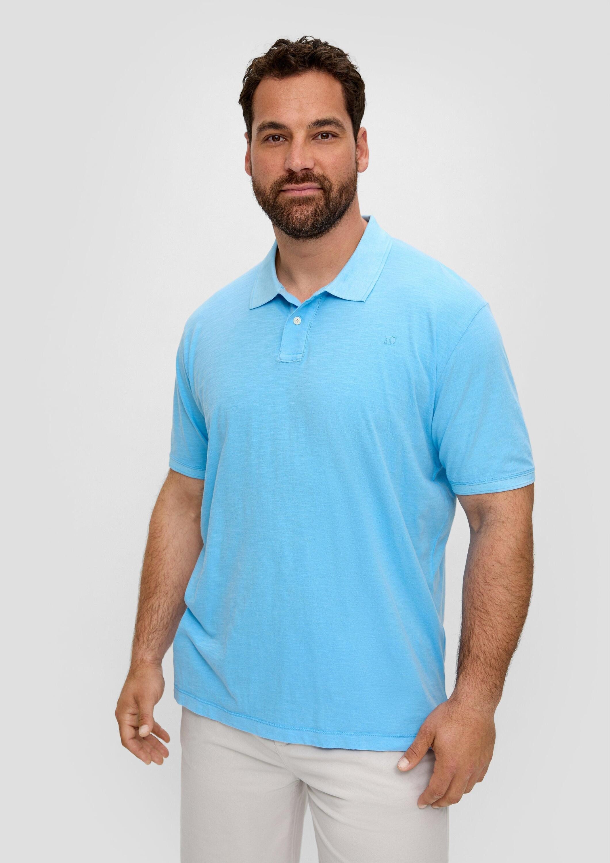 s.Oliver Kurzarmshirt Polo-Shirt Poloshirt mit kleinem Logo-Print