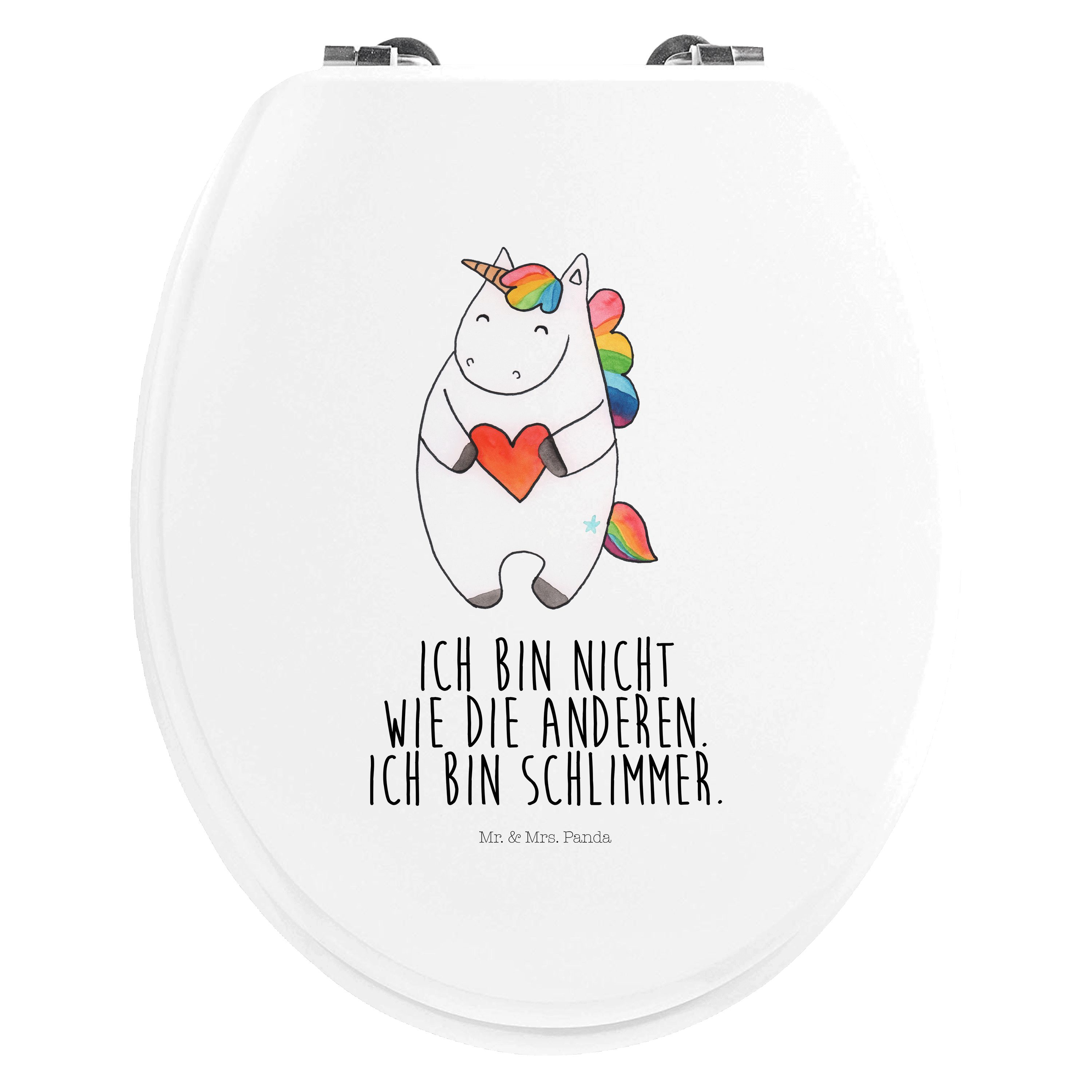 WC-Sitz Einhorn Herz - Weiß - Geschenk, Freundin, Toilette, Einhörner, Toilet