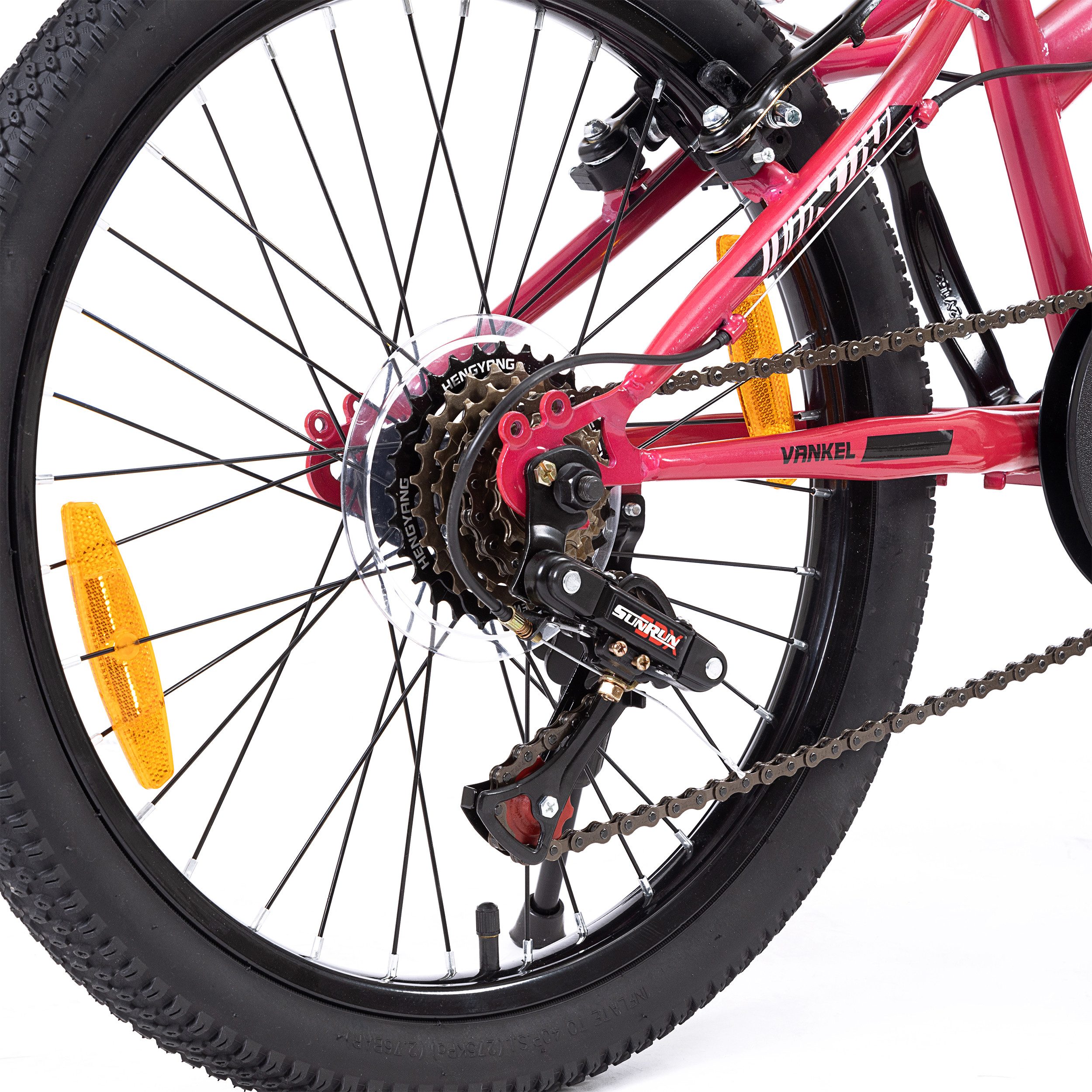 Vankel Kinderfahrrad 20 Zoll, mountainbike, ab 6 Jahren, Kinder jungen mädchen, 6 Gang, Kettenschaltung, Mädchen Jungen Fahrrad mit V-Bremse, sportliches Design