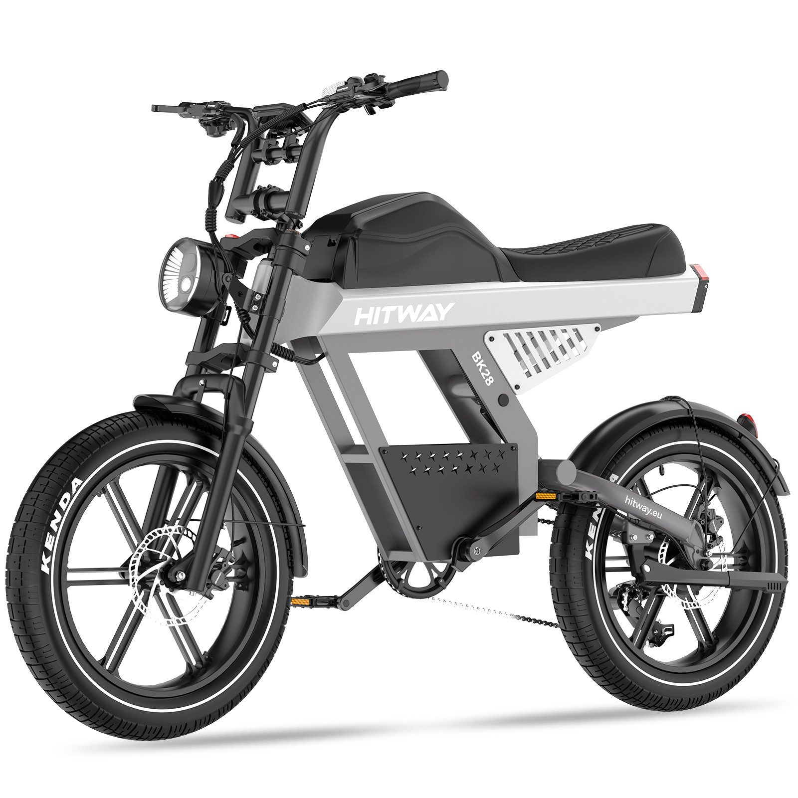 HITWAY E-Bike Mountainbike 20*4,5 Zoll Offroad Elektrofahrrad mit 25Ah Akku bis 100km, 7 Gang shimano shimano Schaltwerk, Kettenschaltung, Heckmotor, 1200 Wh, Herren Pedelec mit App-Steuerung, Hydraulikbremsen