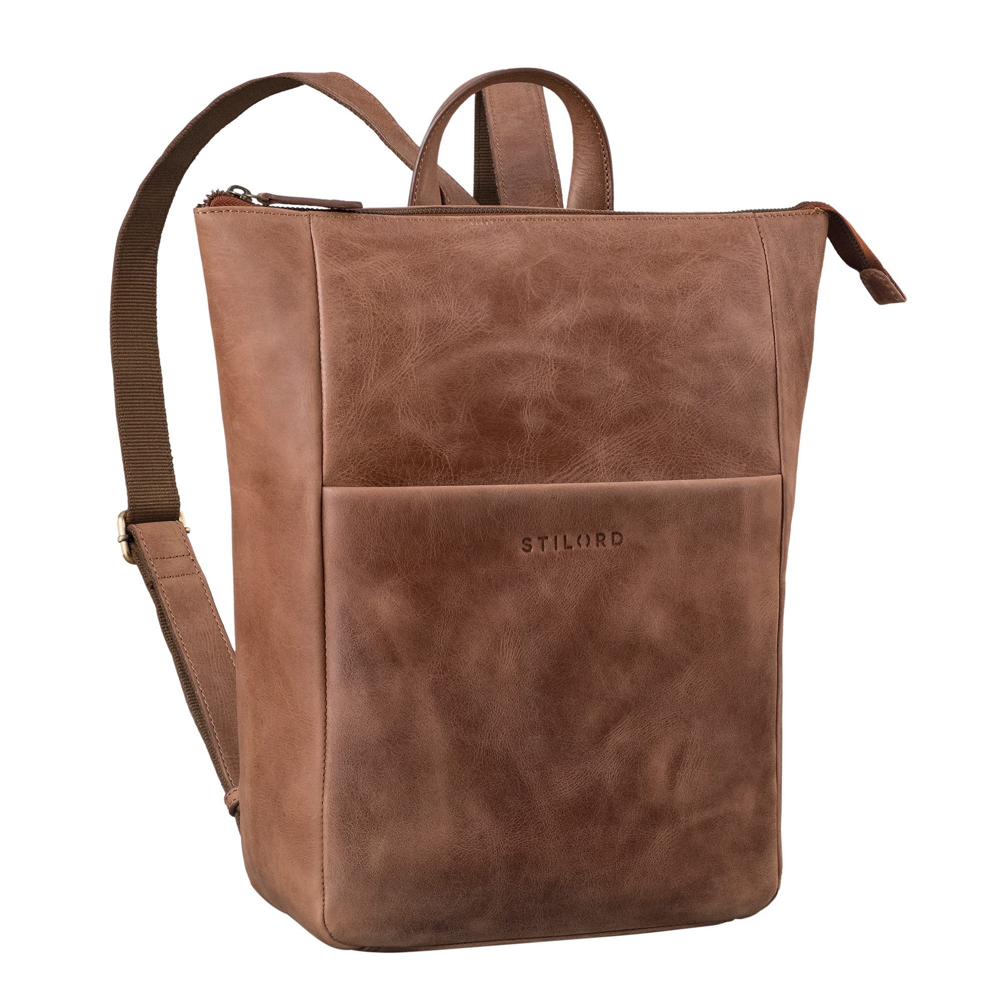 Notebook-Rucksack "Linda" Lederrucksack Damen Groß Laptoprucksack 13 - 13,3 Zoll