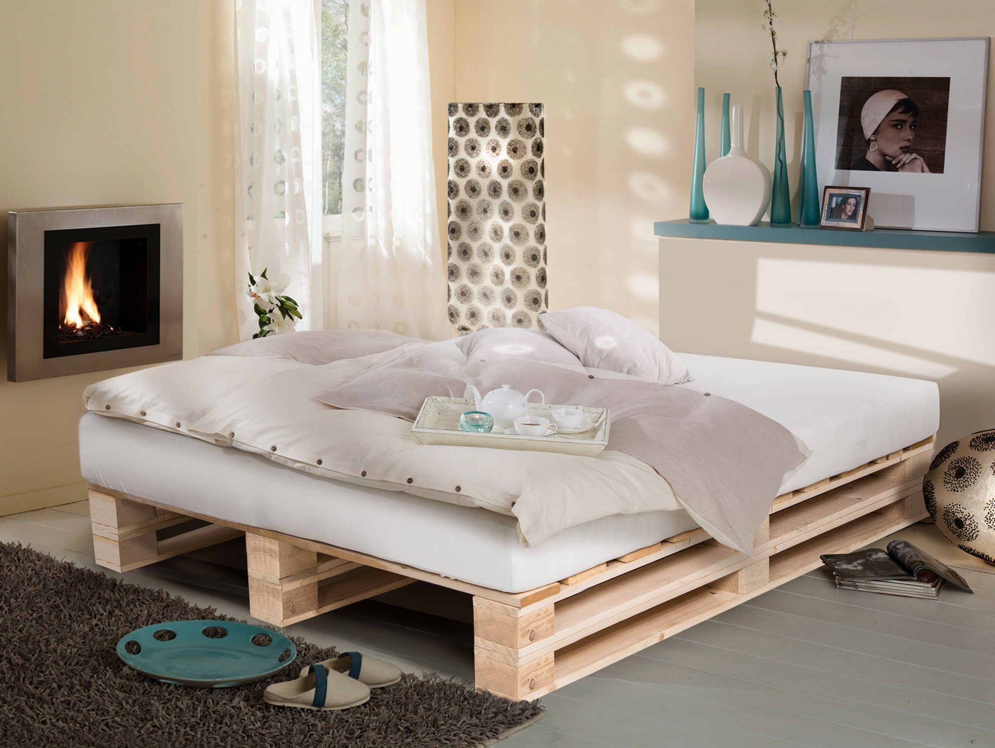 Moebel-Eins Massivholzbett PALETTI DUO Massivholzbett / Palettenbett, PALET günstig online kaufen